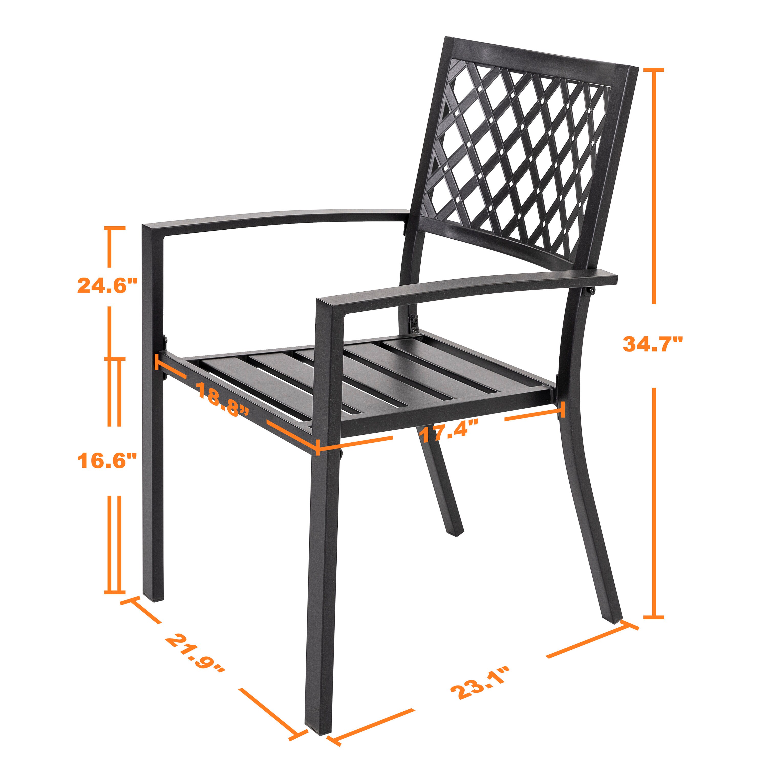 Nuu Garden 2 Stackable Black with Gold Speckles Iron Frame Stationary  Dining Chair(s) with Solid Seat