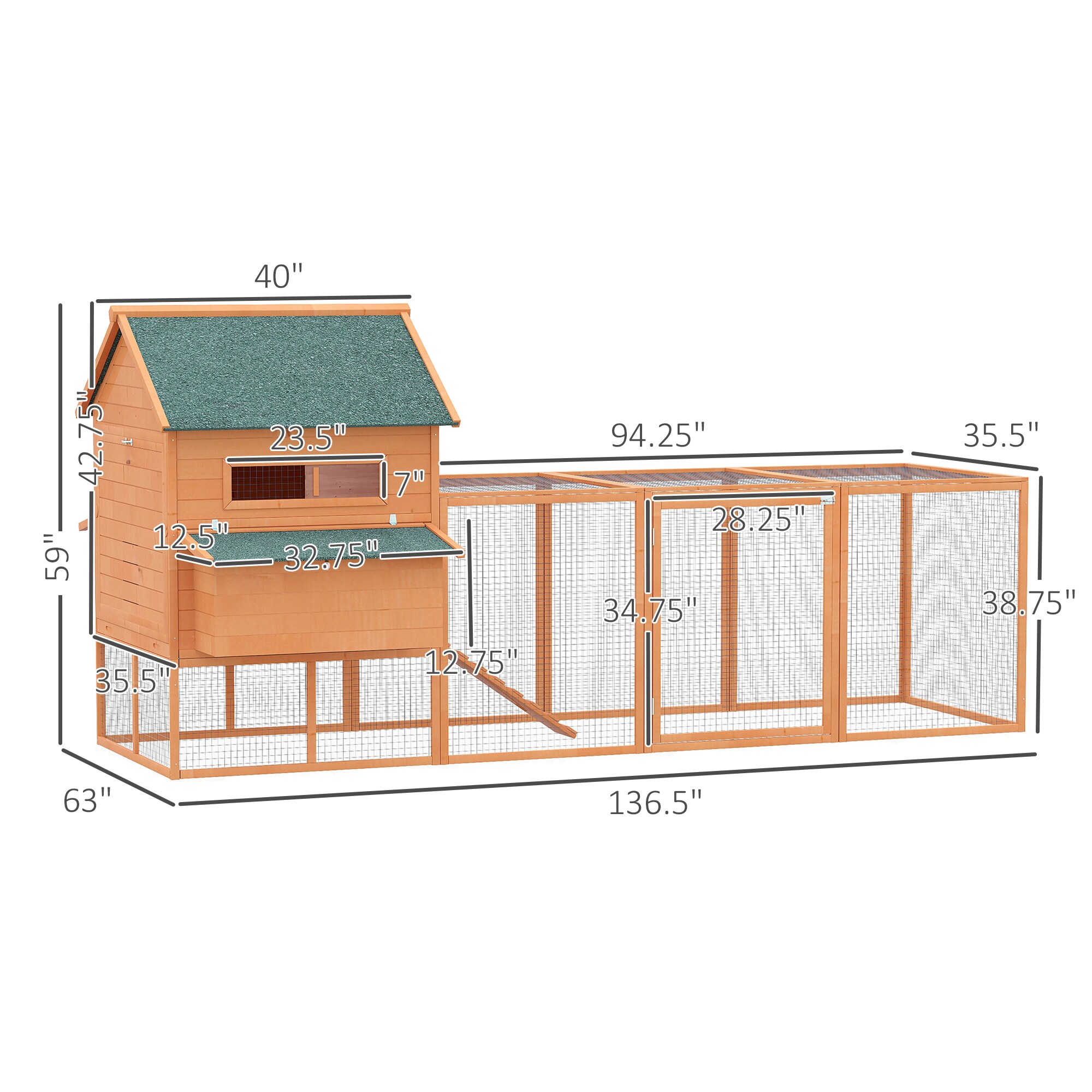 PawHut D51-099V01 Chicken-Coops-Rabbit-Hutches - View #3