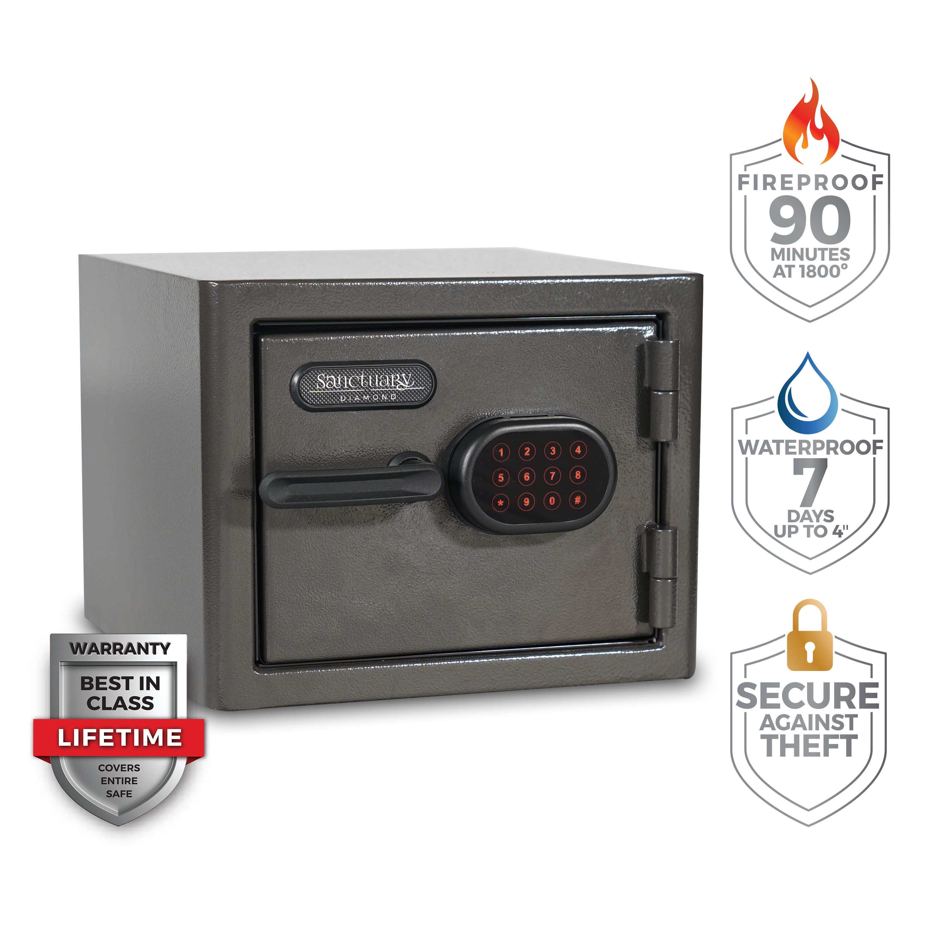 Sanctuary 0.79-cu ft Fireproof and Waterproof Wall Safe with Electronic/Keypad Lock SA-DIA1-DP Sansujyuku sansujyuku.com