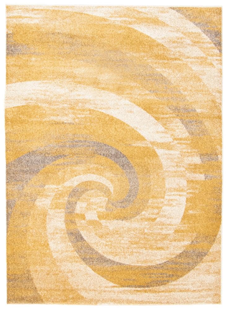 ECARPETGALLERY 345729 Cora 5 x 7 (ft) Loomed Polypropylene Ivory/Gold Rectangular Indoor Abstract Mid-Century Modern Area rug