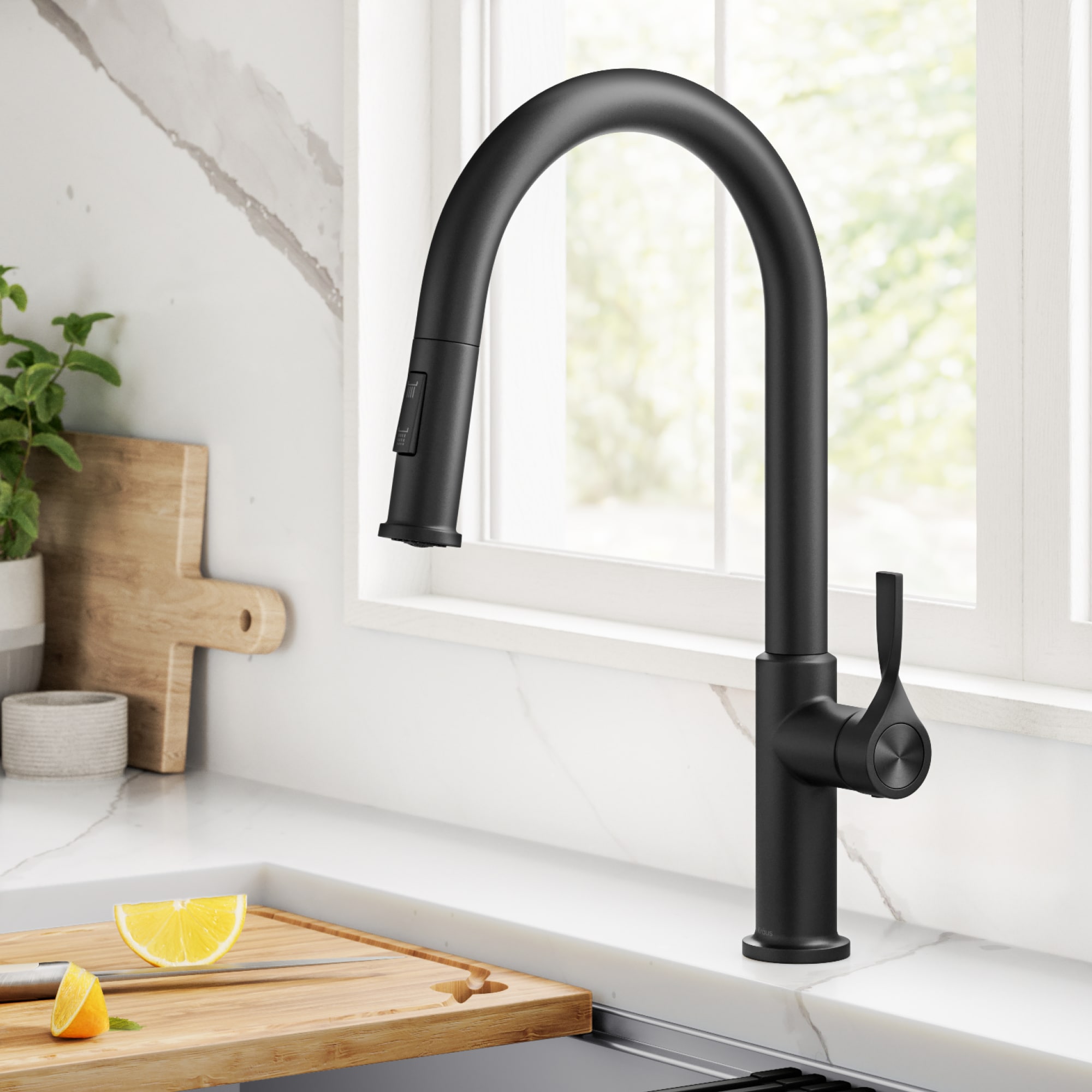 Kraus KPF-2840MB Torak Matte Black Single Handle Deck-mount Pull-down Kitchen Faucet with Sprayer