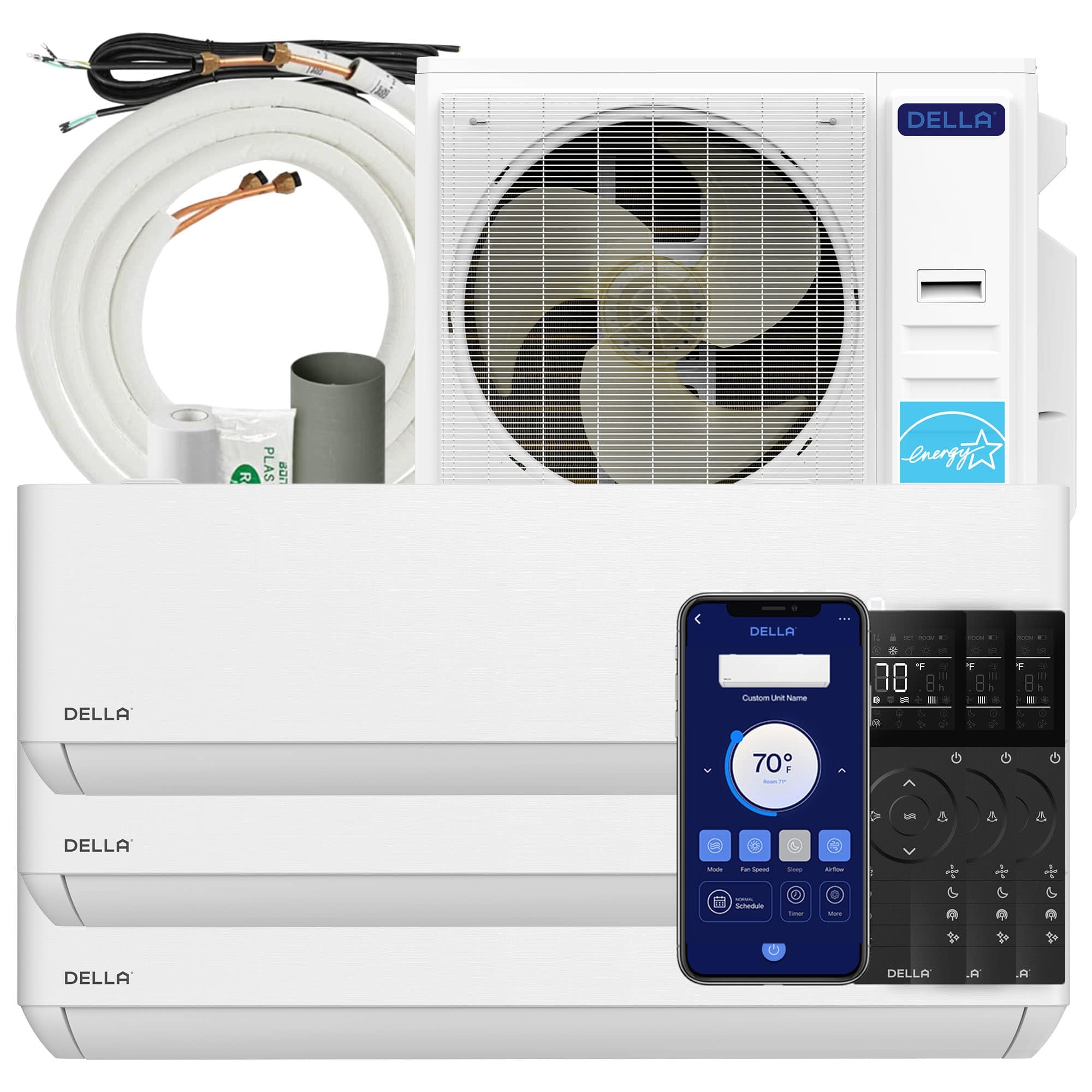 DELLA  42K BTU 3 Zone 18K-18K-18K Mini Split Air Conditioner
