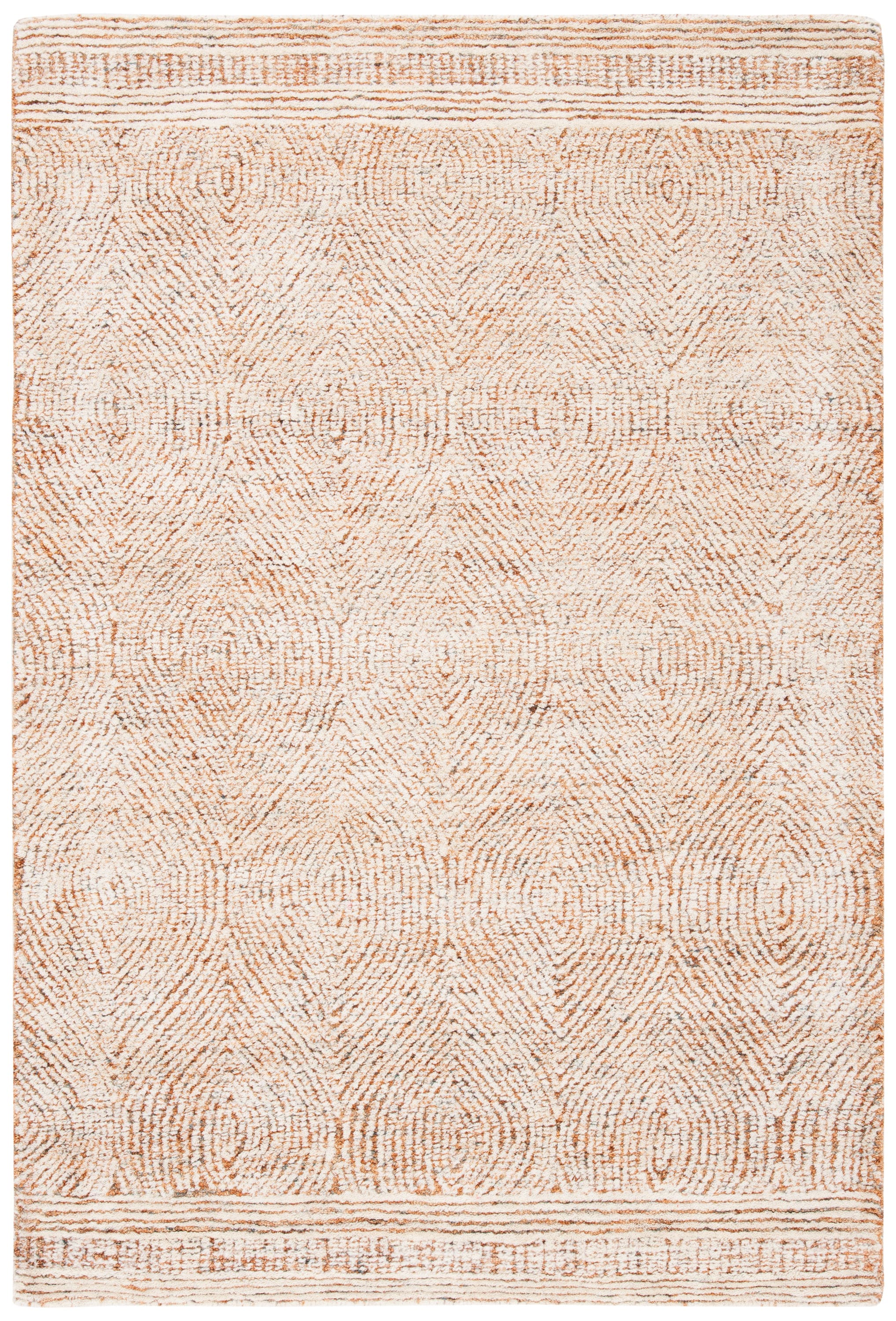 Safavieh ABT340P-3 Abstract Zenzi 3 x 5 (ft) Tufted Wool Ivory/Rust Rectangular Indoor Abstract Farmhouse/Cottage Throw rug