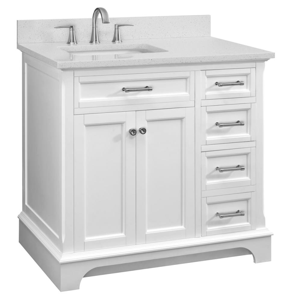 allen + roth Roveland 36-in White Single Sink Bathroom Vanity with Terrazzo Engineered Stone Top