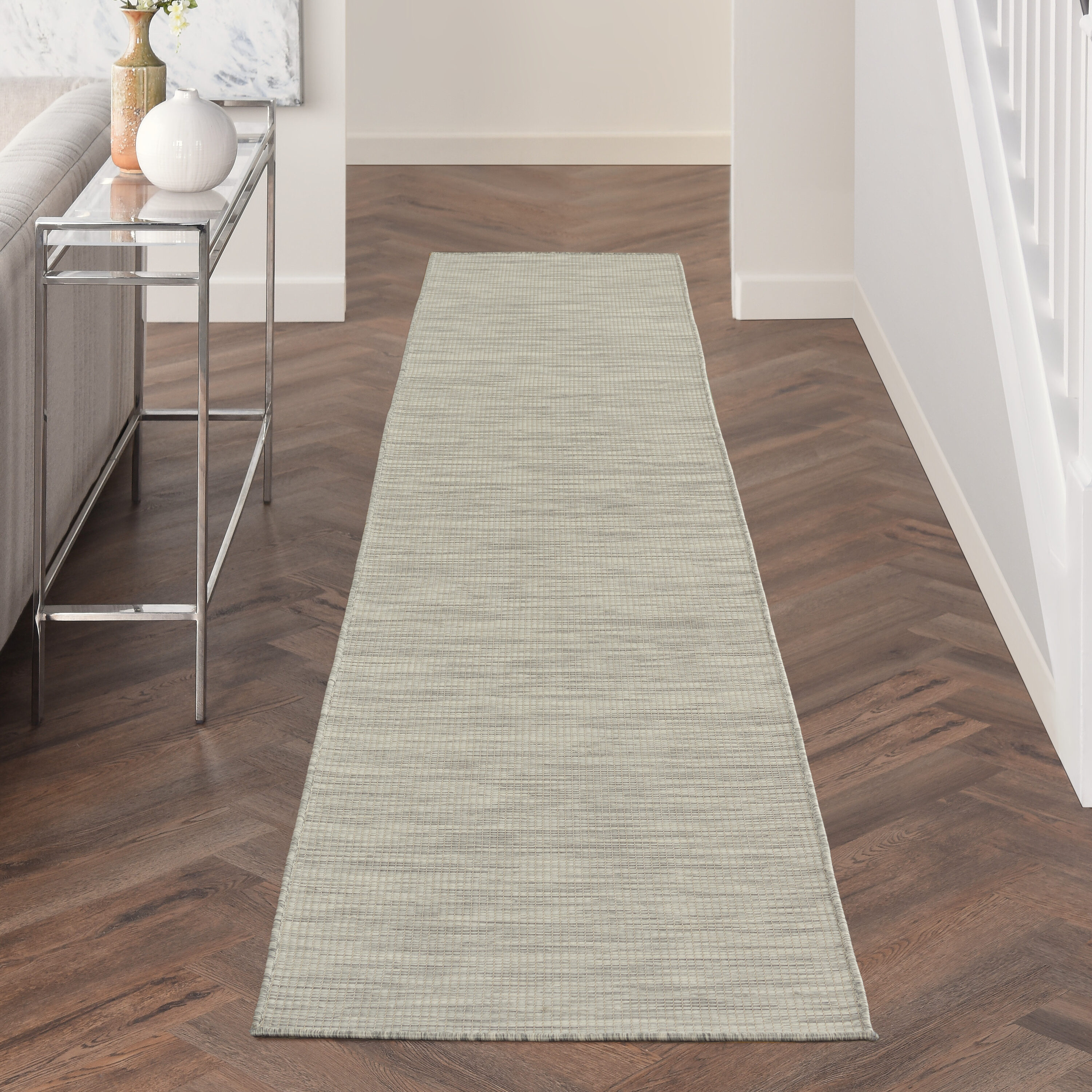 Nourison 99446791221 Positano 2 x 10 (ft) Loomed Polypropylene Lt Grey Rectangular Indoor/Outdoor Solid Runner rug