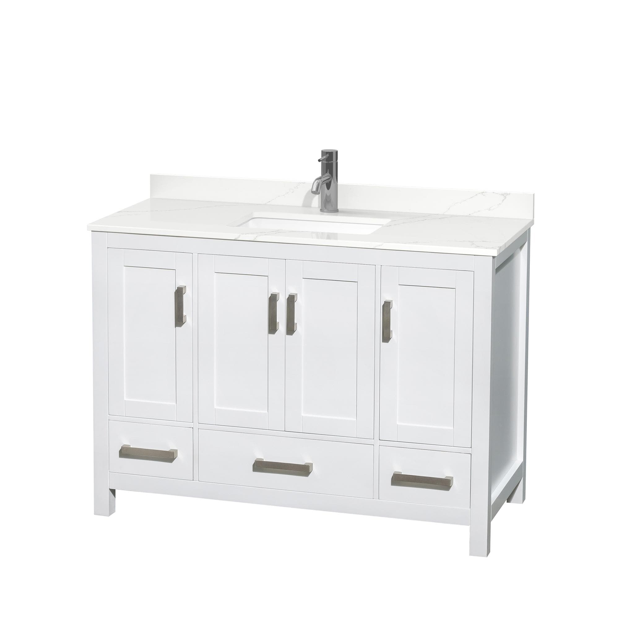 Wyndham Collection Sheffield 48-in White with Brushed Chrome Trim Undermount Single Sink Bathroom Vanity with Giotto Quartz Quartz Top