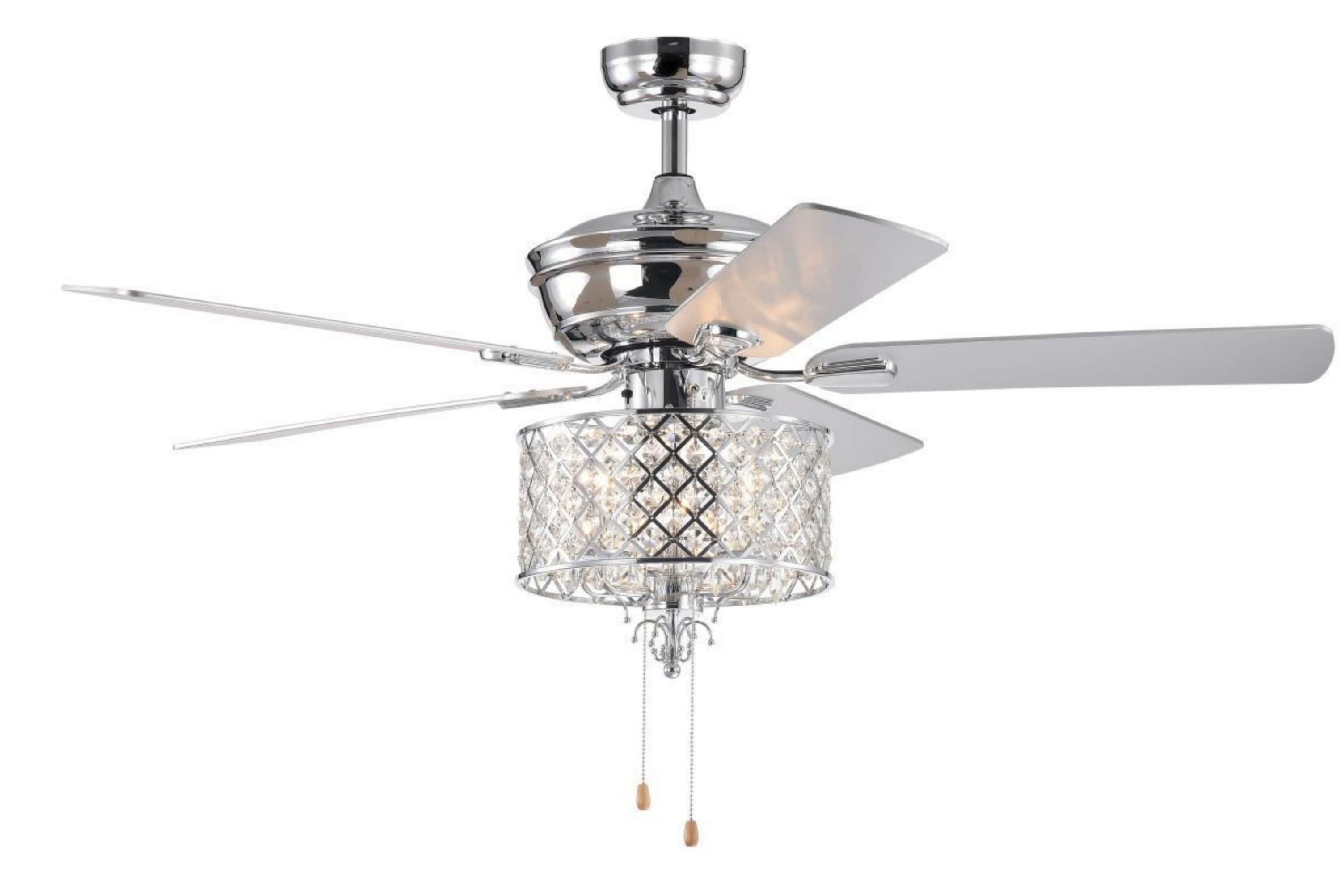Flynama HEM-L-6018/CH Ceiling Fan 52-Inches Silver with ABS Blades Color-Changing Indoor Downrod mount Standard Ceiling Fan With Light and Remote ( 5 -Blade)