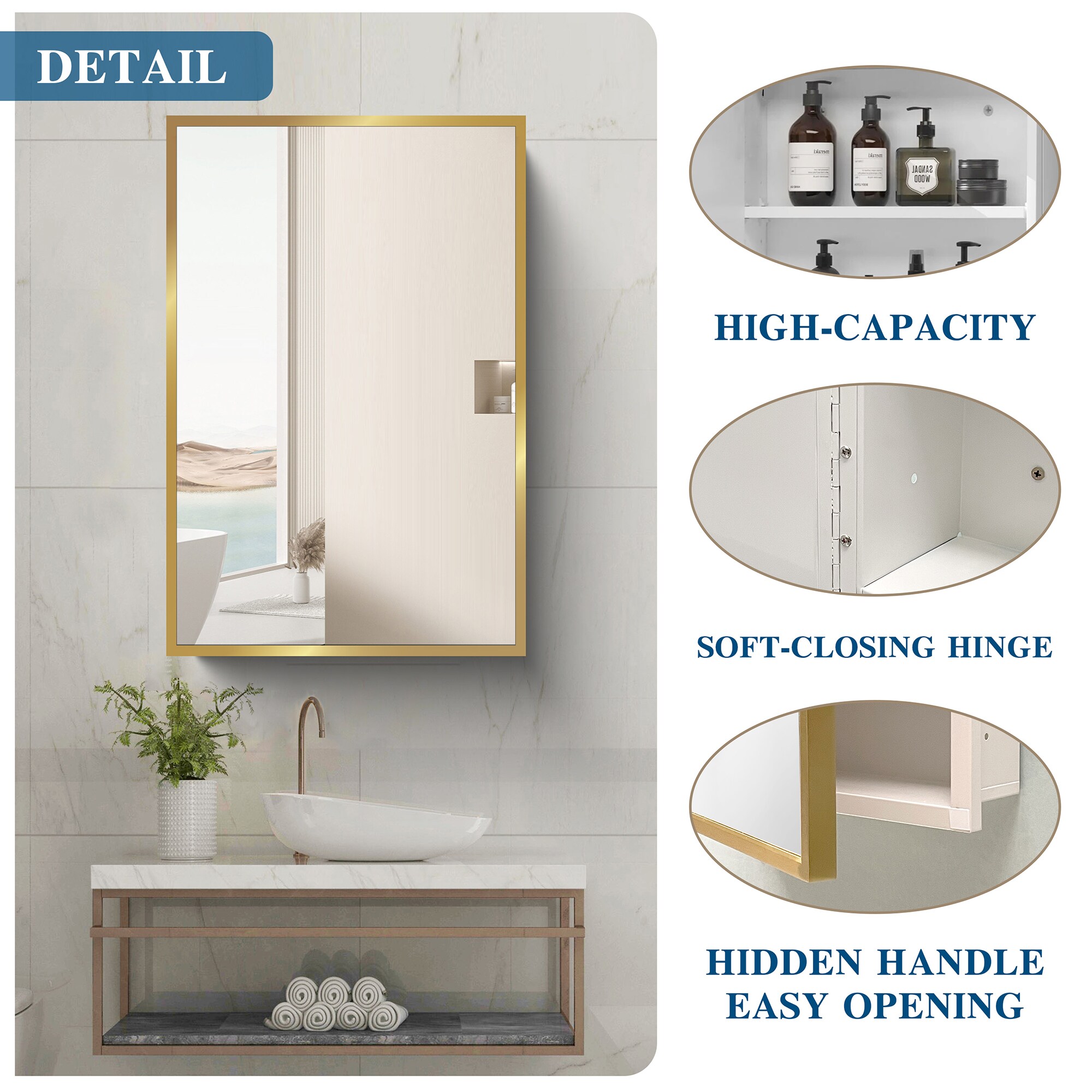 SINOFURN SYD530016GD Bathroom-Medicine-Cabinets - View #8