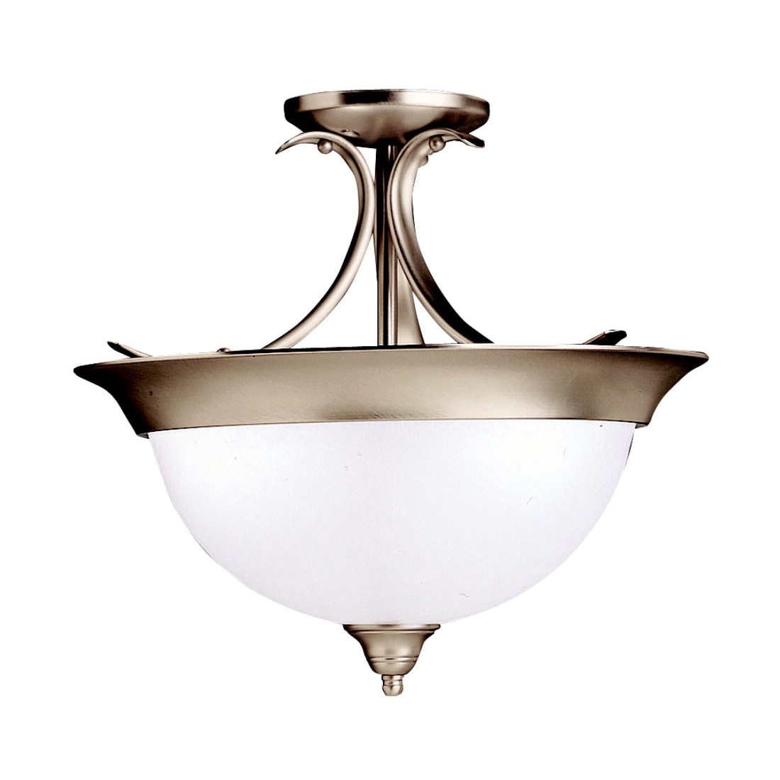 Brushed Nickel 15.25" Etched Seeded Glass Semi-Flush Mount Light