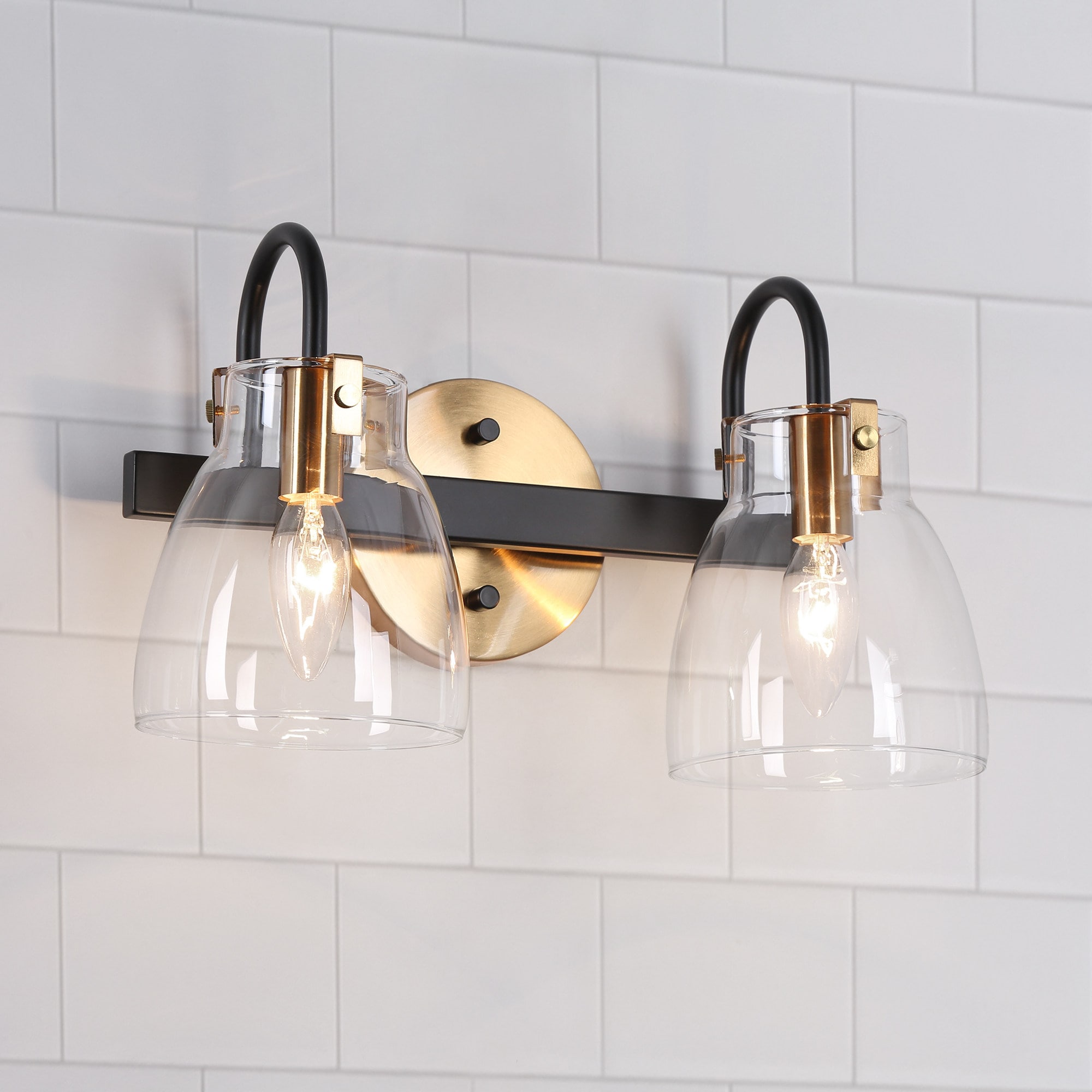 Uolfin 77R3AU-LWS287W2-C8 13.2-in W 2 -Light Polished Black Wall Sconce