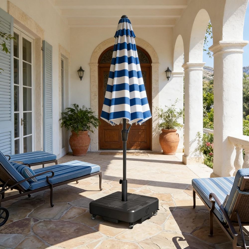 heavy stand for patio umbrella Resin Coated Iron Base Style meets stability with the Maypex 33 lbs Classic Cut Blisstyle Only Umbrella Base Mobile
