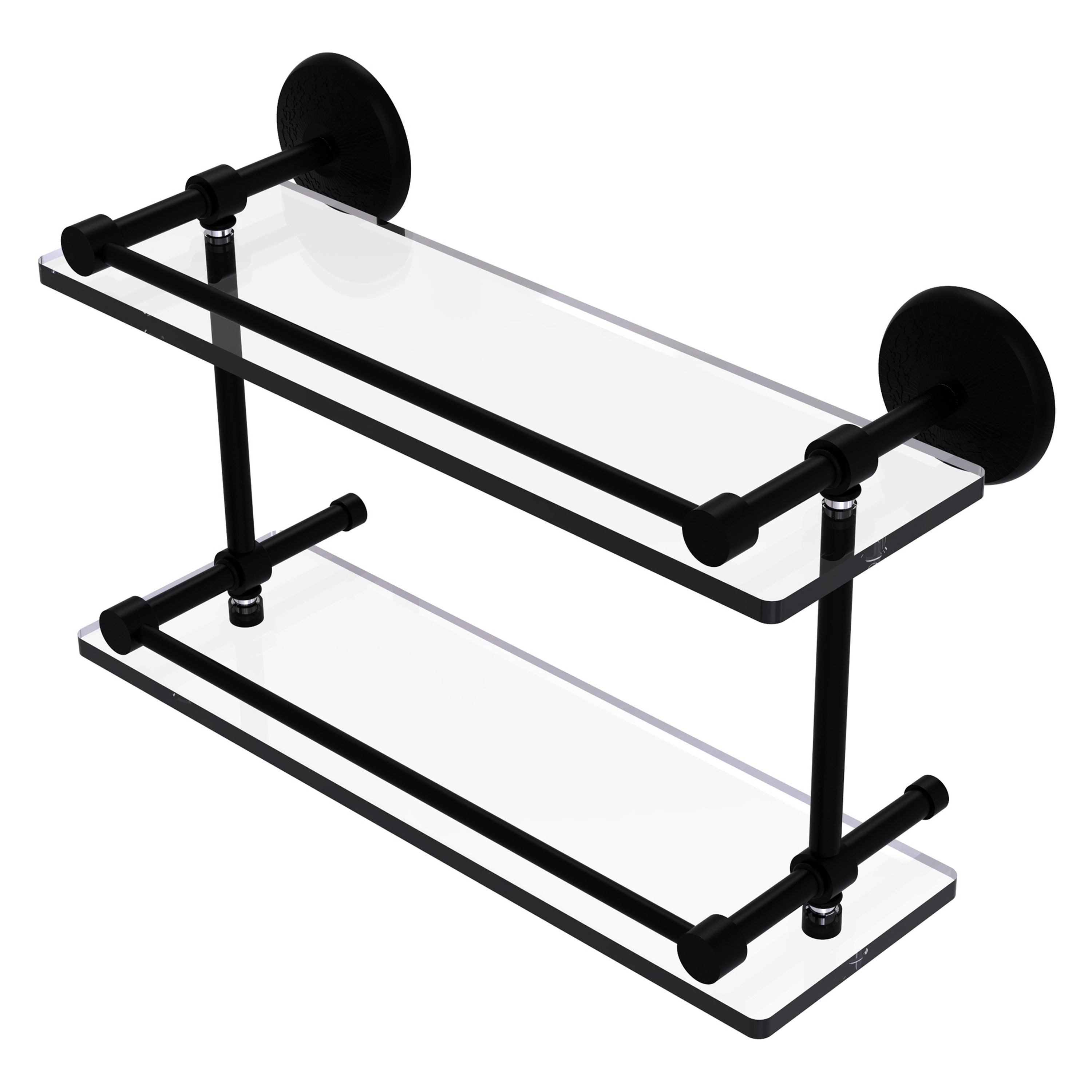 Allied Brass MC-2/16-GAL-BKM Monte Carlo Matte Black 2 -Tier Wall mount Bathroom Shelf ( 16-in x 8-in x 5-in )