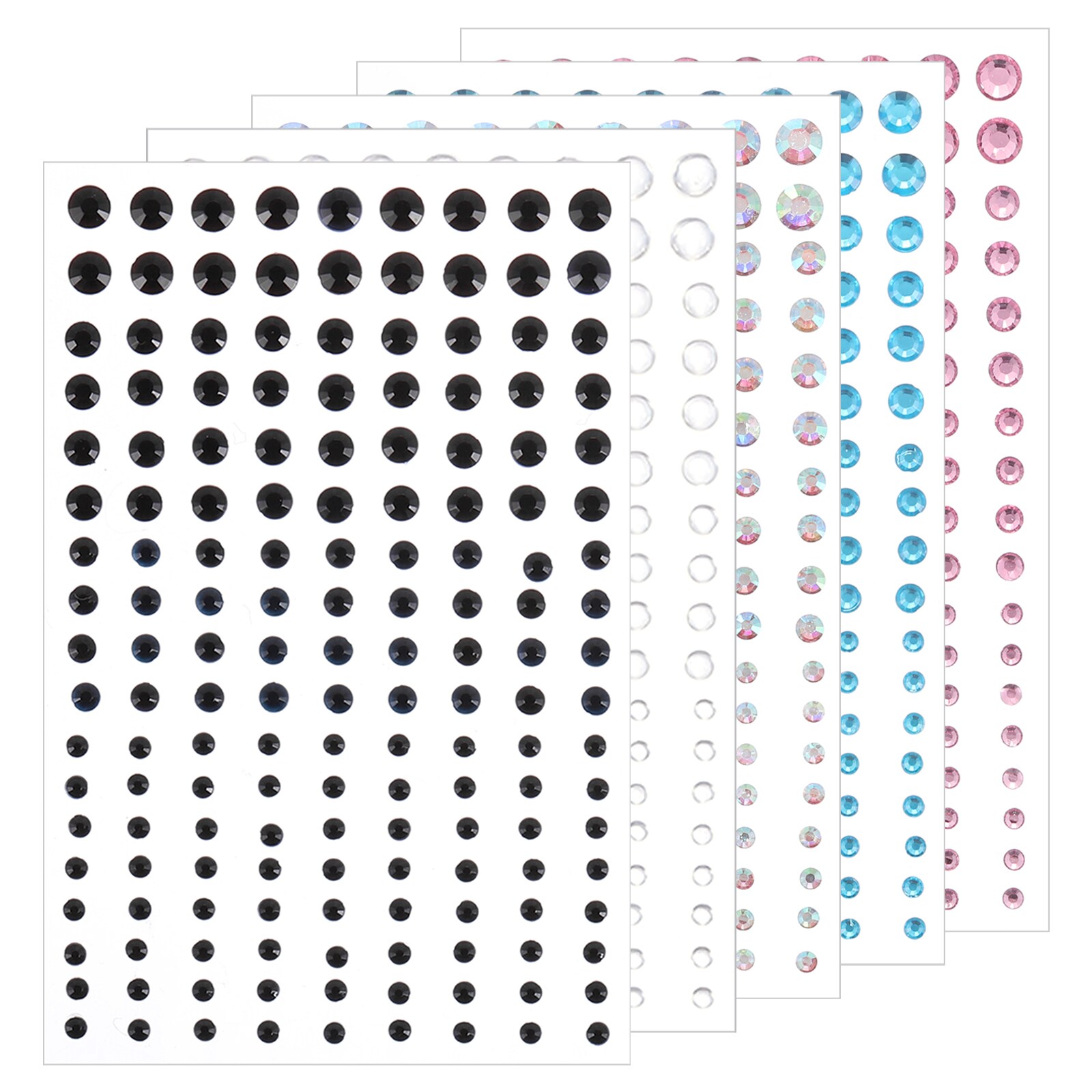 Unique Bargains 810pcs Rhinestone Stickers  5 Sheet 3-6mm Self Adhesive Acrylic Rhinestones  Face Gems Jewel Stickers for Makeup DIY Decorative Crafts  Rose Red/Blue/Colorful/Black/Transparent