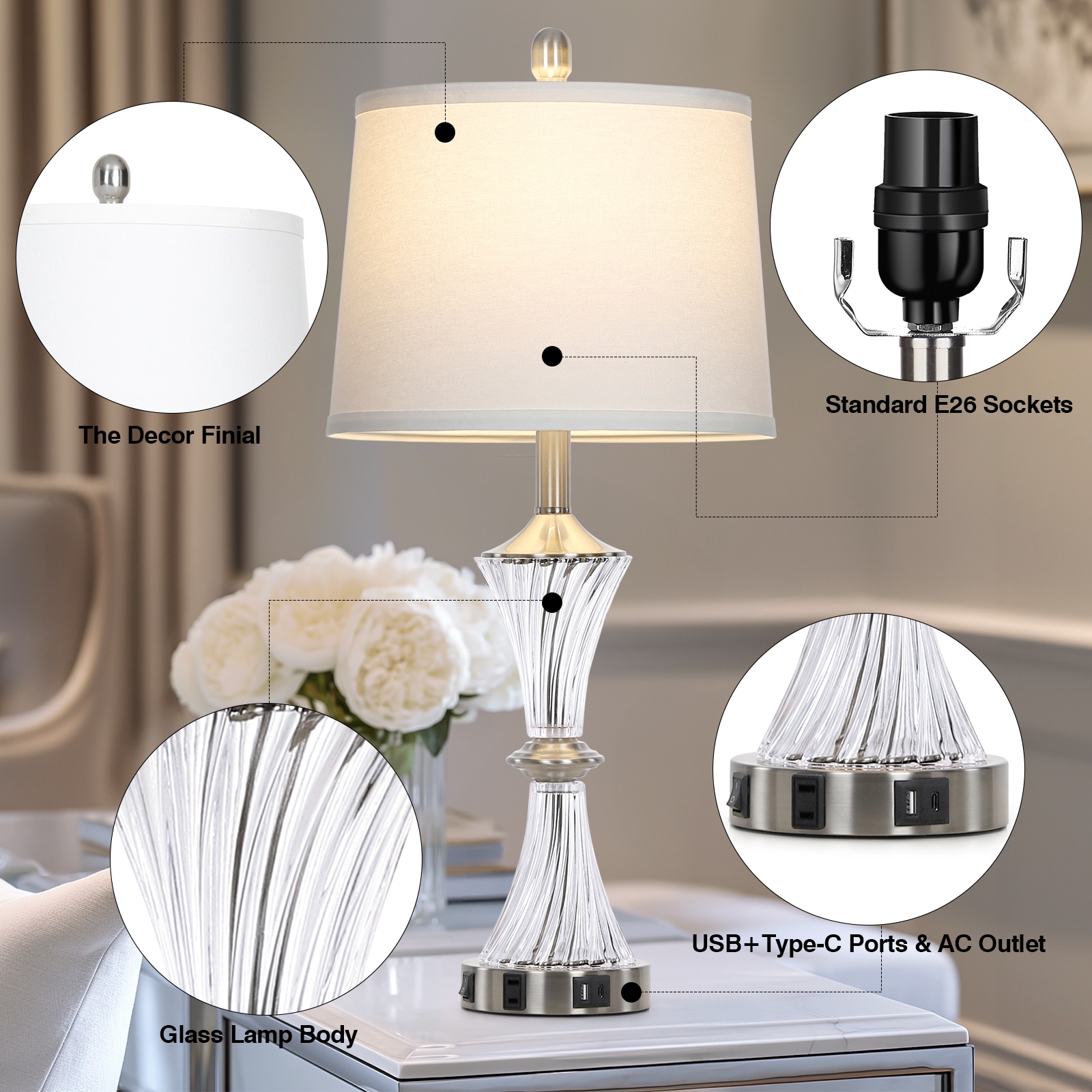UrFurnishings TD-391 Table-Lamps - View #6