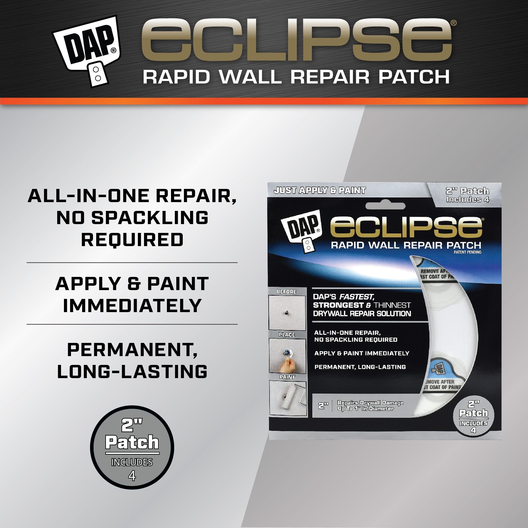 Eclipse™ Rapid Wall Repair Patch Application instructions 