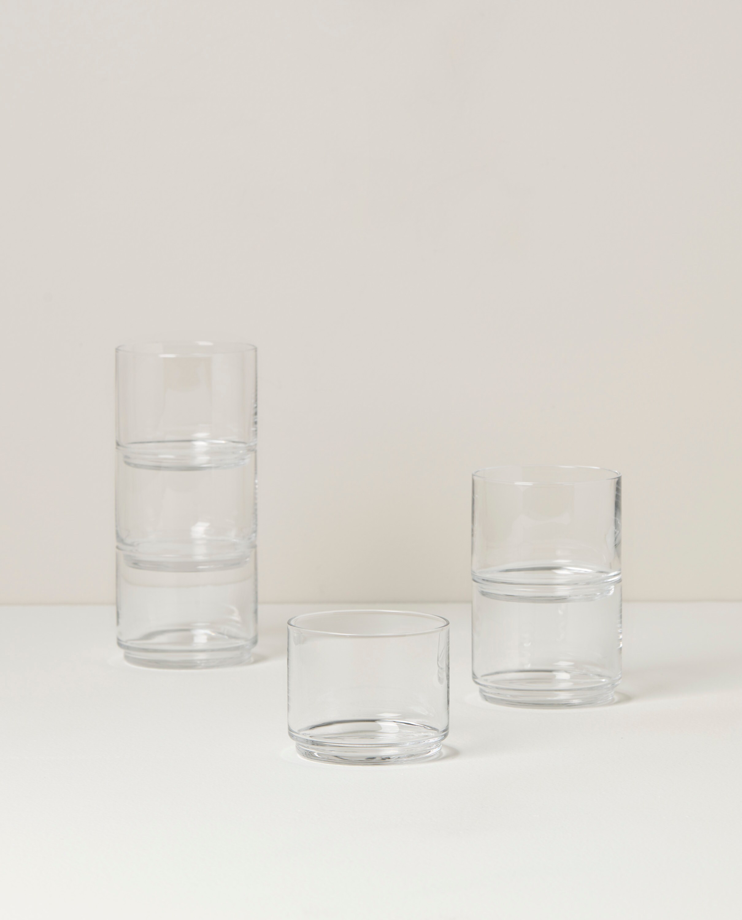 Clear Stackable Short Drinking Glasses Set of Six
