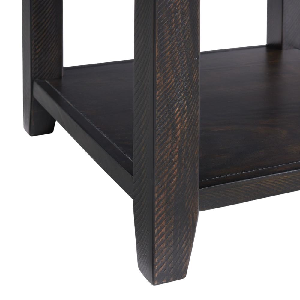 Espresso Brown Square Wood End Table with Drawer