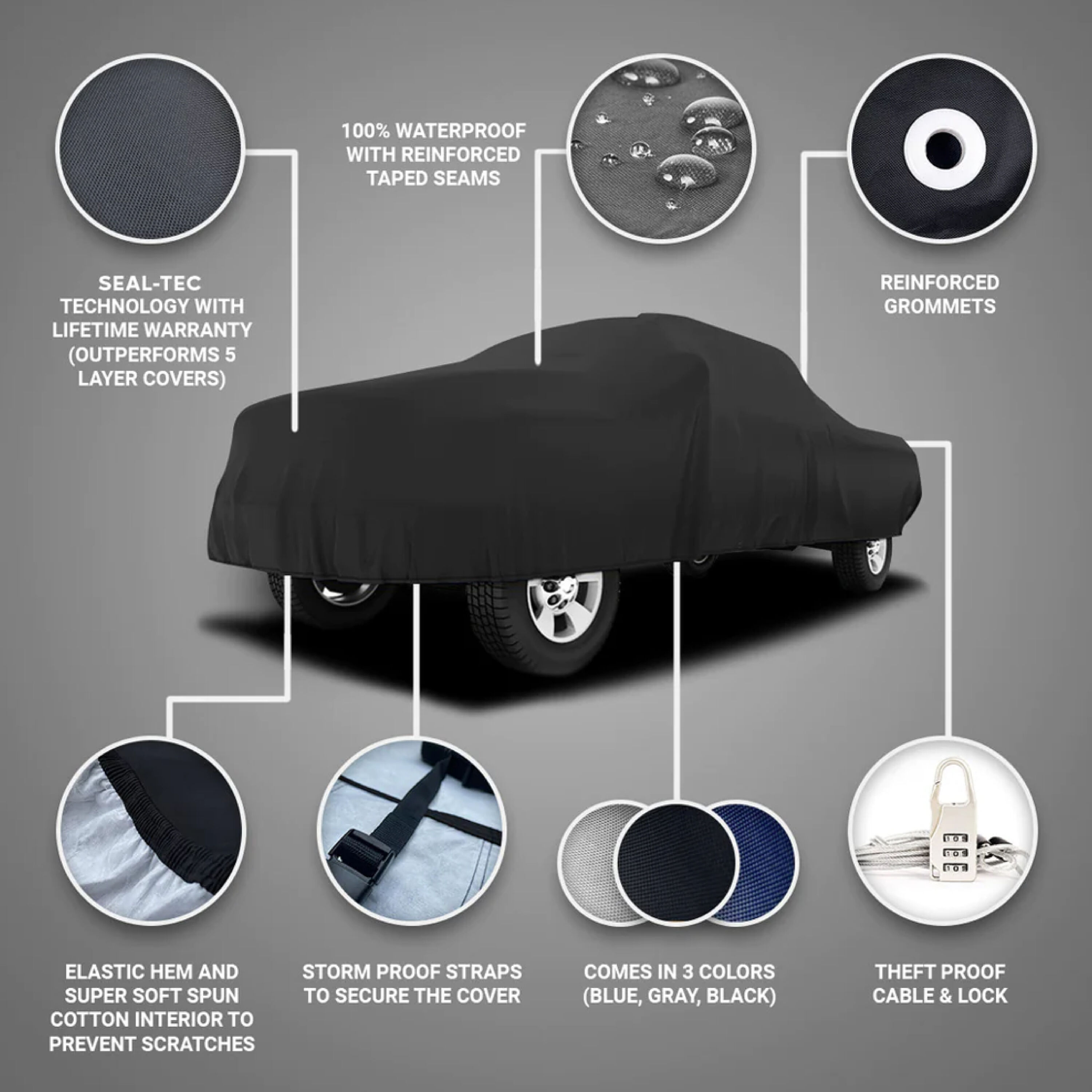 Seal Skin Covers Universal Truck Car Cover - Indoor/Outdoor - Grey