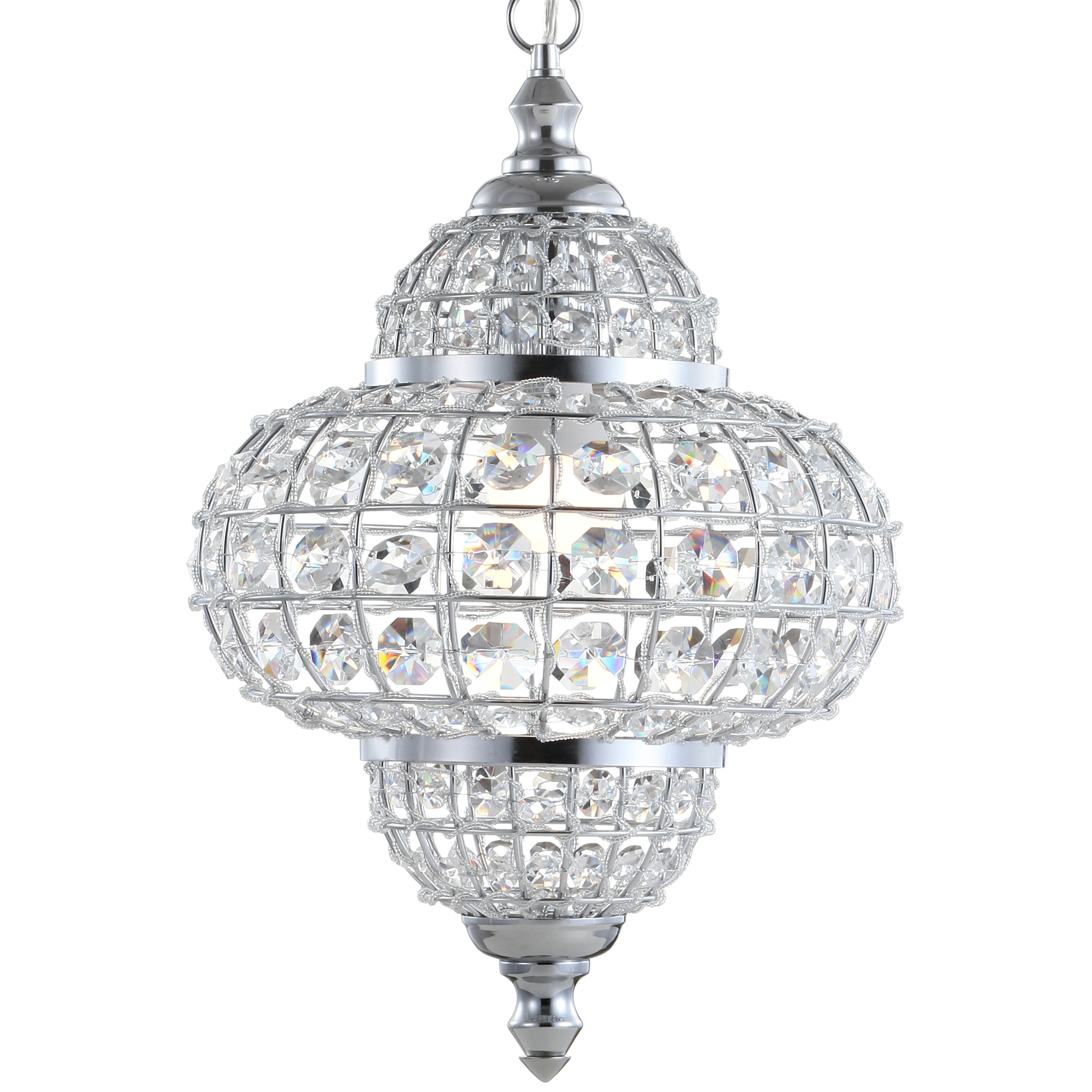 Juliette 19.5" Chrome and Crystal Modern LED Pendant Light