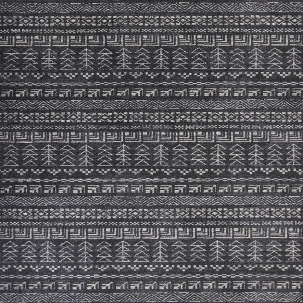 HomeRoots 349955 Bernadette 7 x 11 (ft) Rag Polypropylene Charcoal Rectangular Indoor Ikat Area rug