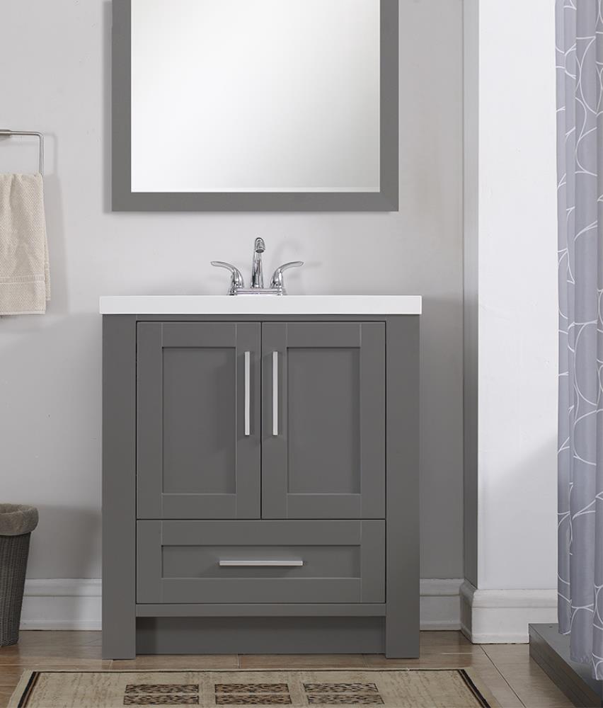 Runfine Aubrey 30-in Gray Single Sink Bathroom Vanity with White ...