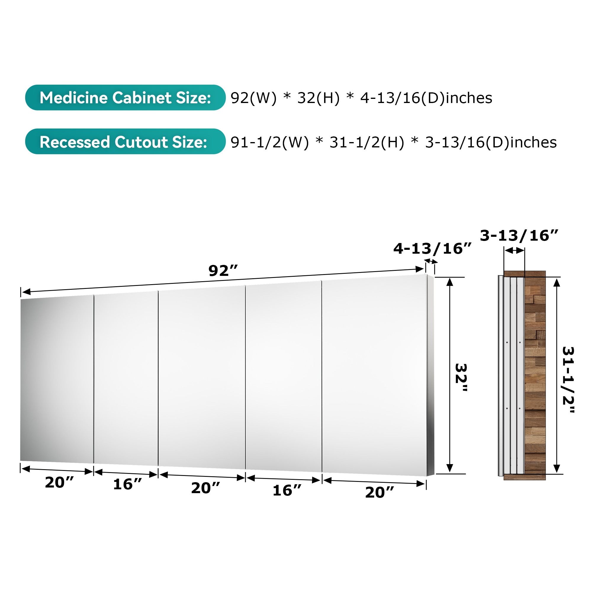 CALVON RCRS4-7230L-MC Bathroom-Medicine-Cabinets - View #6