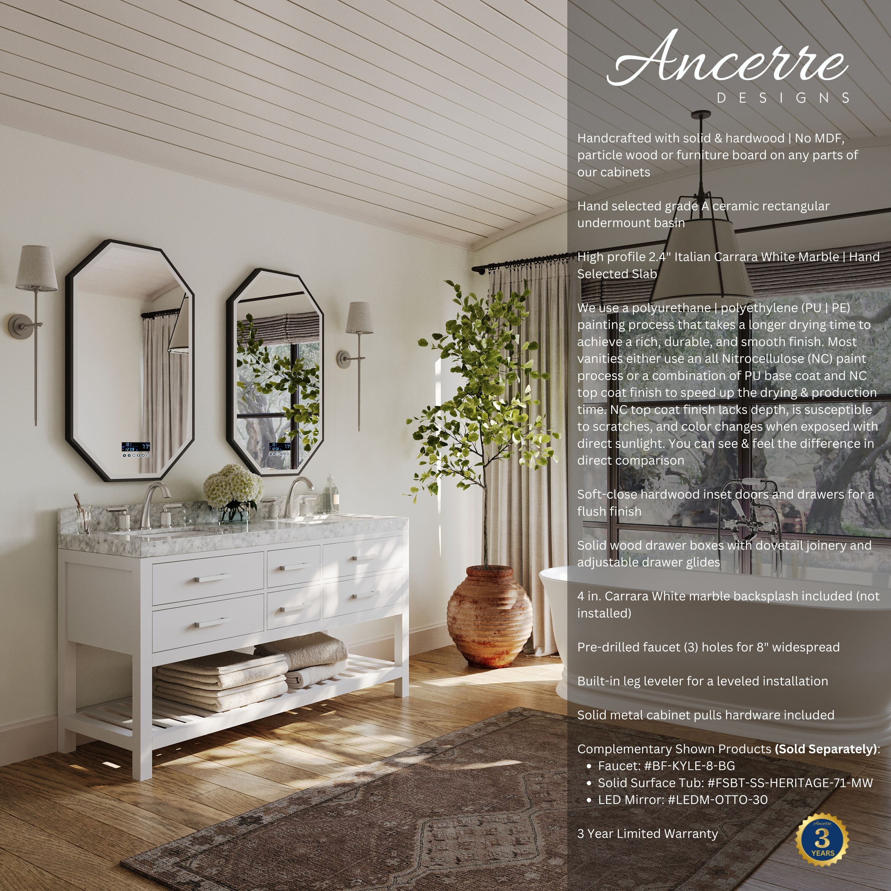 Ancerre Designs VTSELIZABETH60WCW1 Bath-Vanity-Combo - View #2