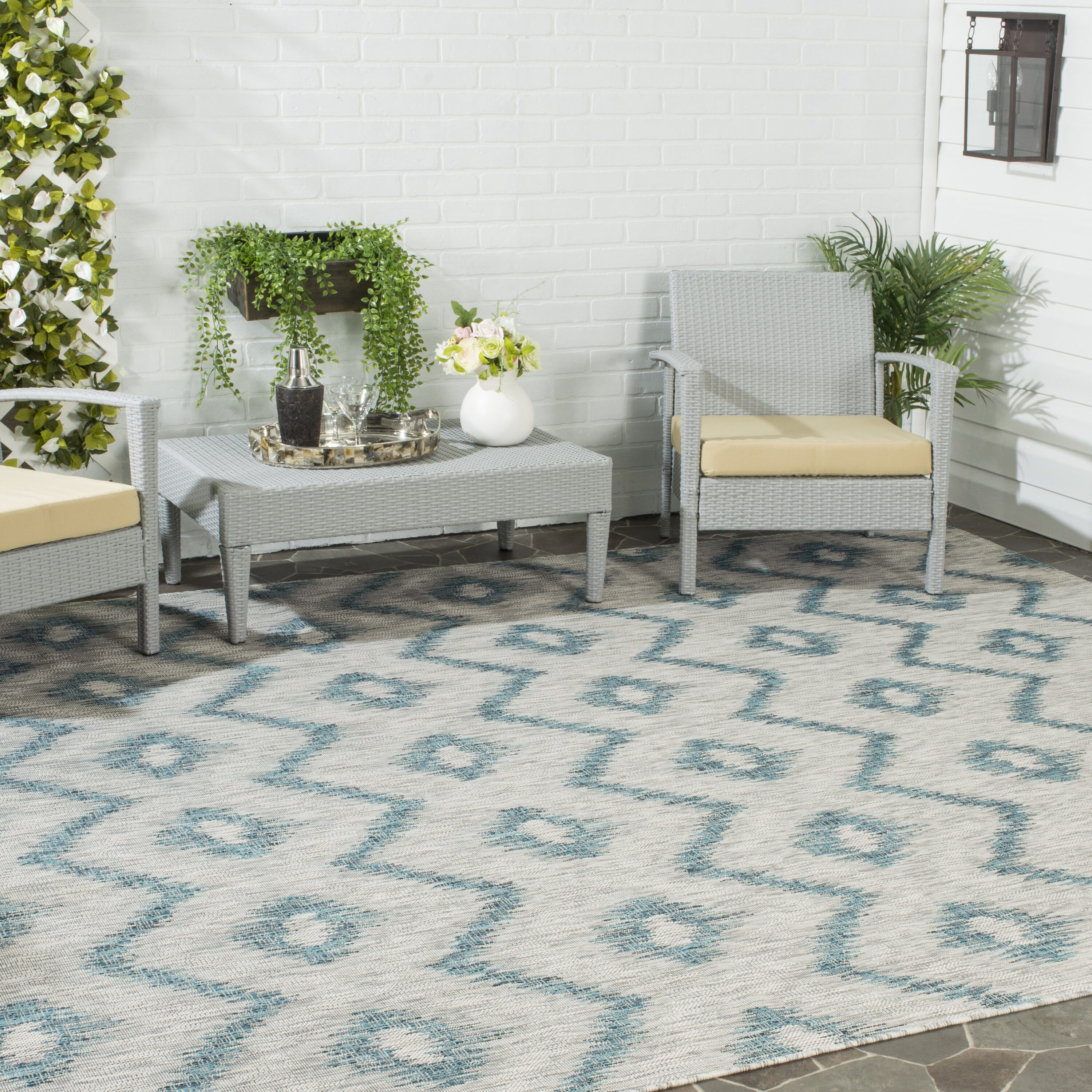 Gray Synthetic Flat Woven Reversible Rectangular Rug