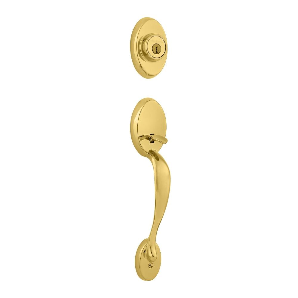 Signature Series Lifetime Brass Dummy Door Exterior Handle in Gold | - Kwikset 802CELIP-L03V1