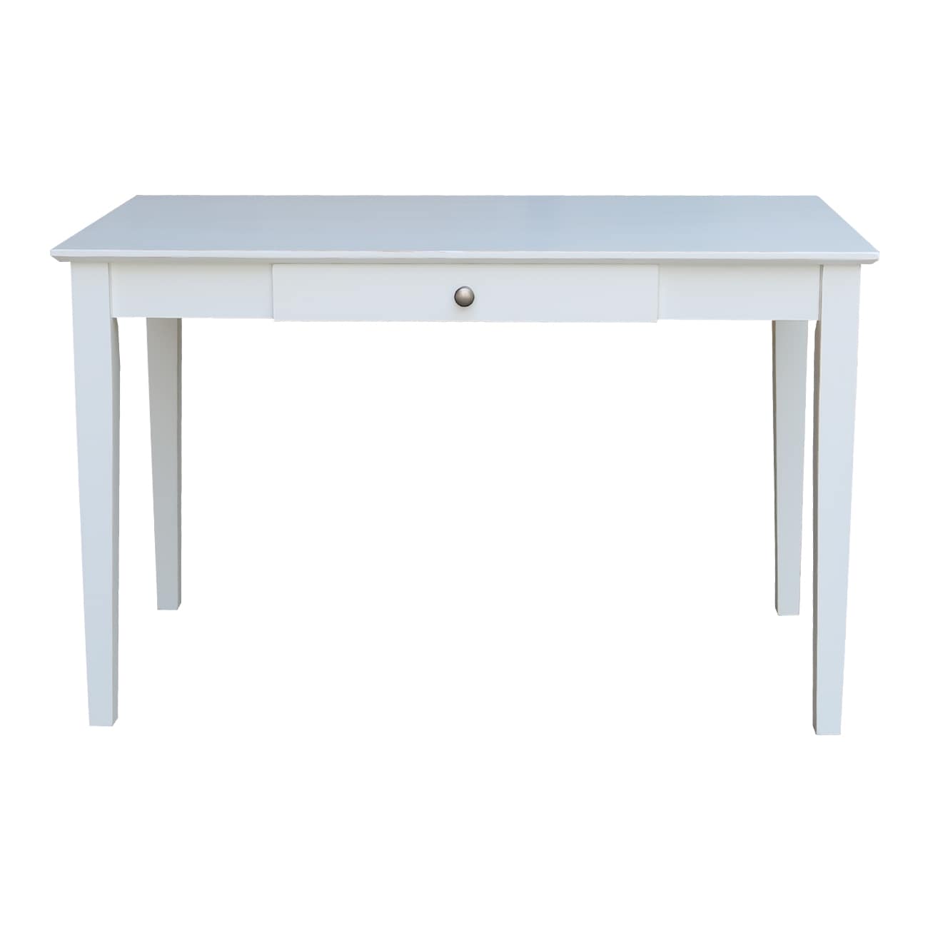 Transitional Beach White 48" Solid Hardwood Home Office Desk with Drawer