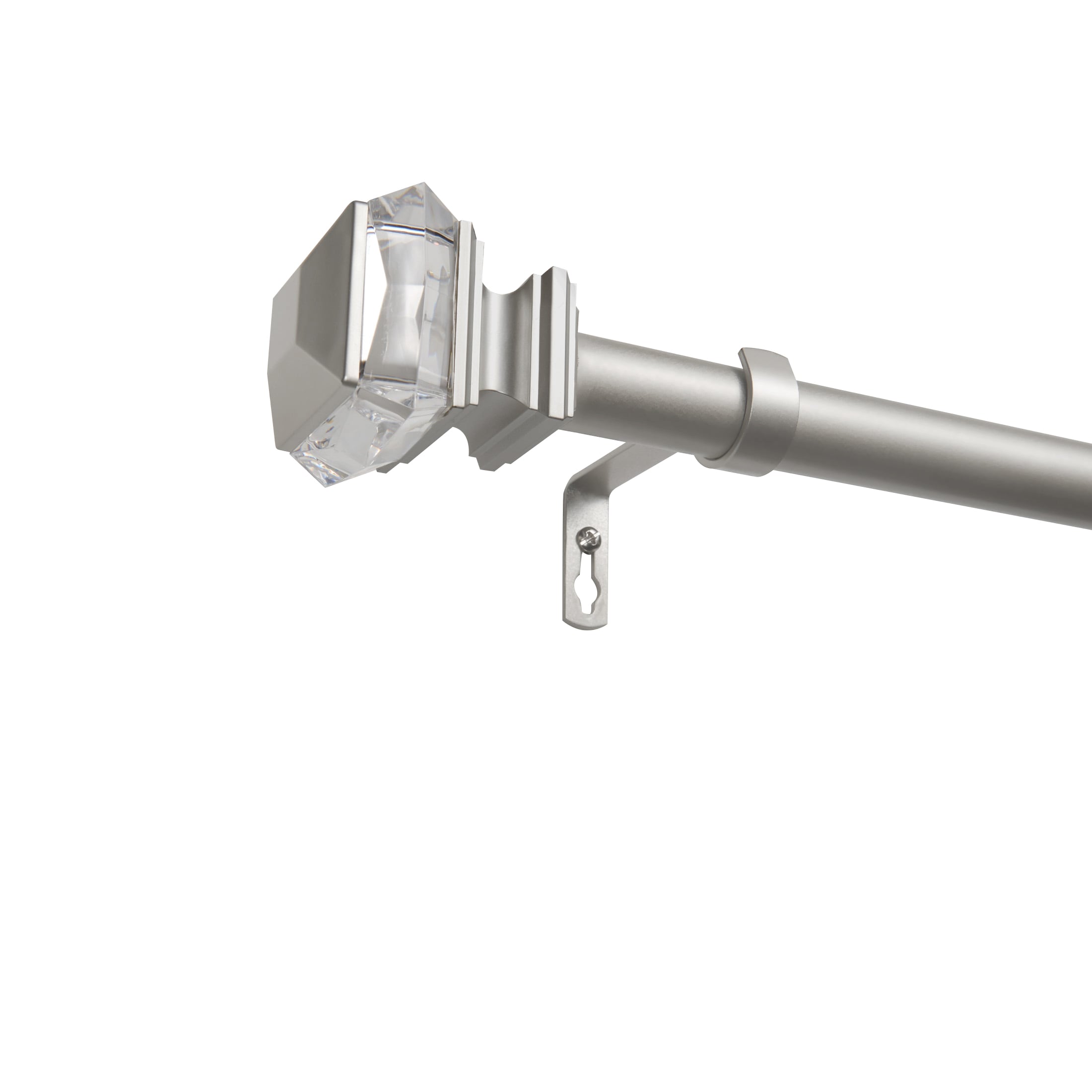 Exclusive Home ER1020-01 3672 Marquise 36-in to 72-in Matte Silver Iron Single Curtain Rod with Finials