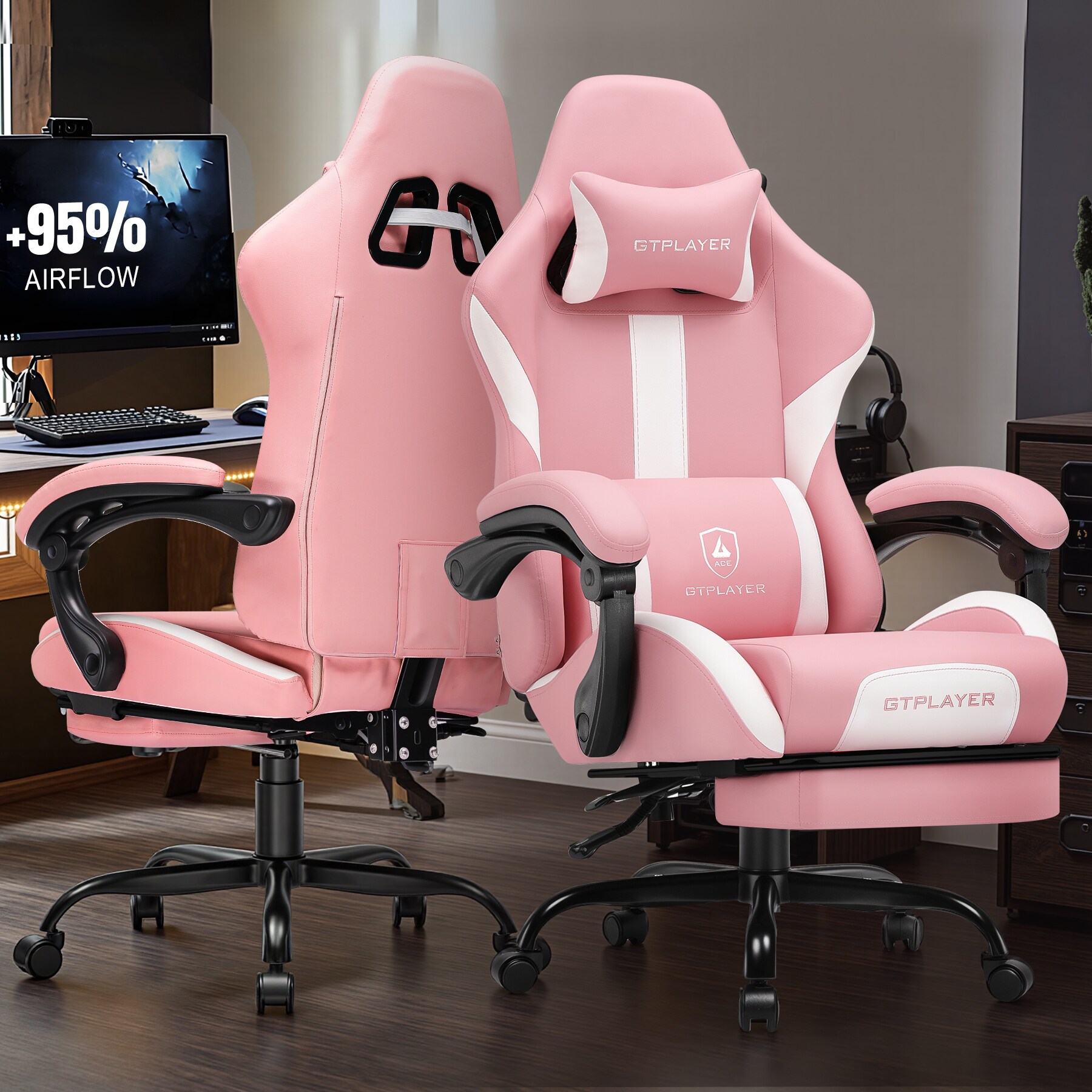 GTPLAYER LOWE'S-GT905-PINK-PU Office-Chairs - View #7