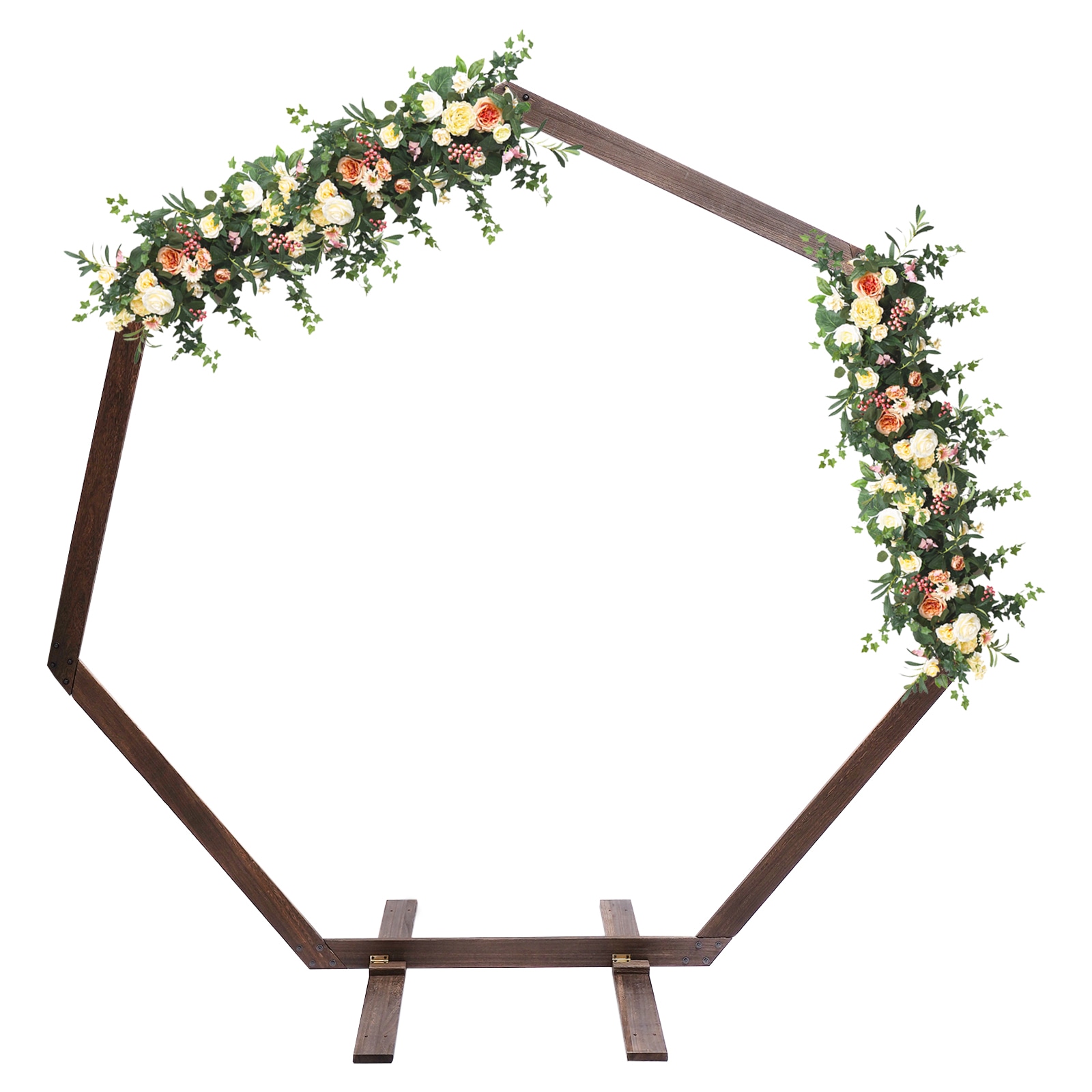 CNCEST YLJHTK5VWDZJ8 7.4-ft W x 7.2-ft H Arched Wood Brown wood Garden Arbor