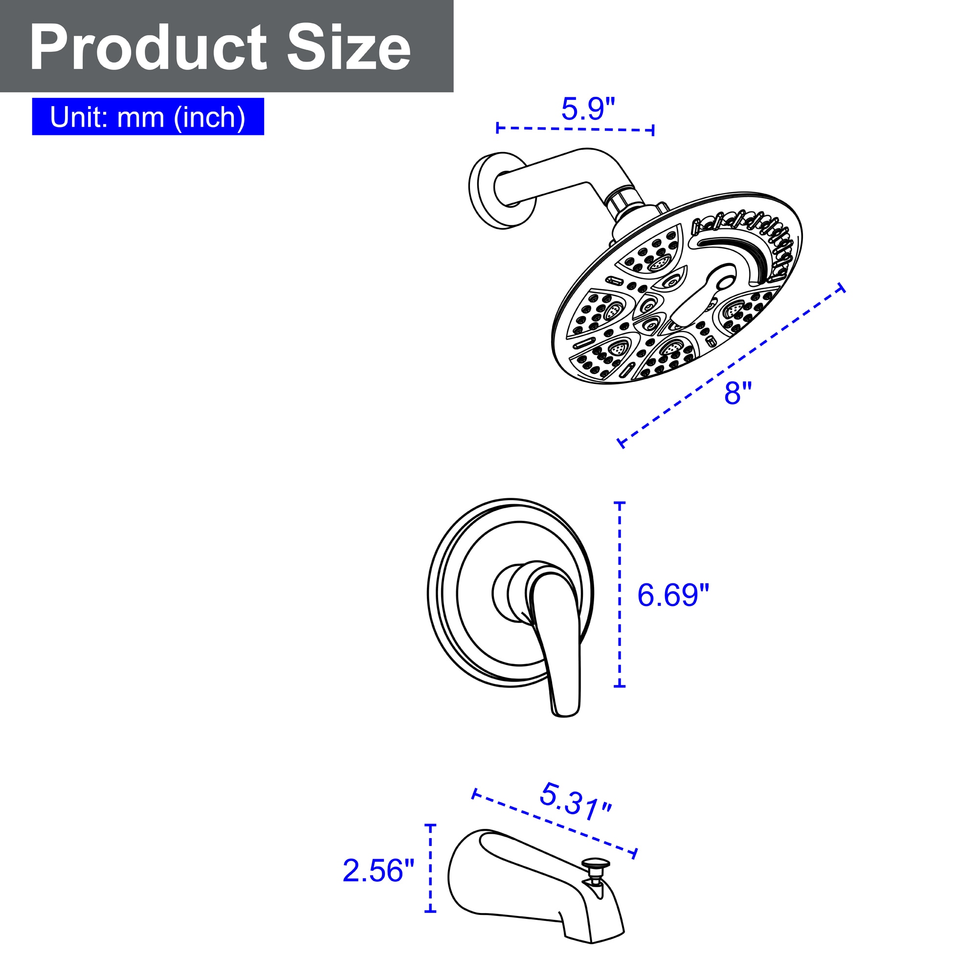 WELLFOR GIG-125758 Tub-Shower-Faucets - View #6