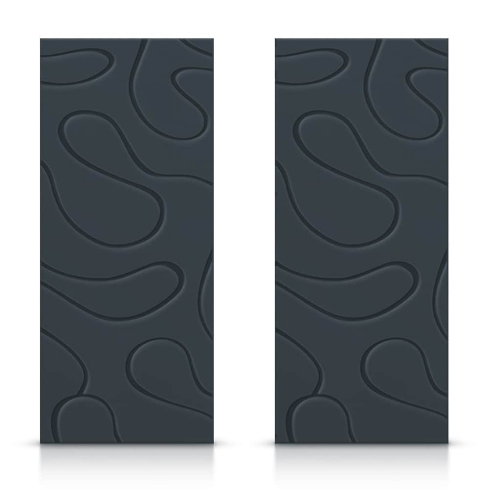 CALHOME CMD-CNC228-80X30G(2 CNC-228 60-in x 80-in Charcoal Gray Crossbuck Smooth Hollow core Stained MDF Closet Sliding Door