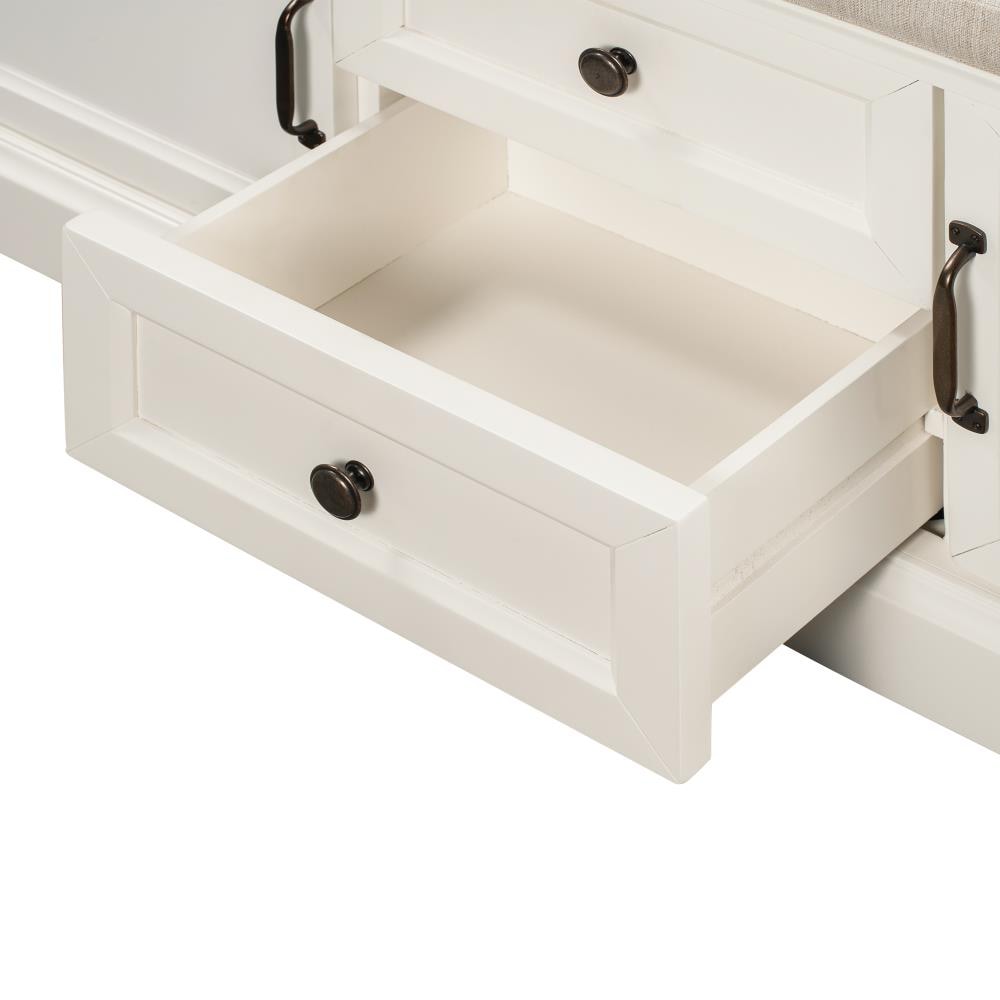 CASAINC Rustic White Storage Bench 42.9-in x 15.9-in x 17.5-in at Lowes.com