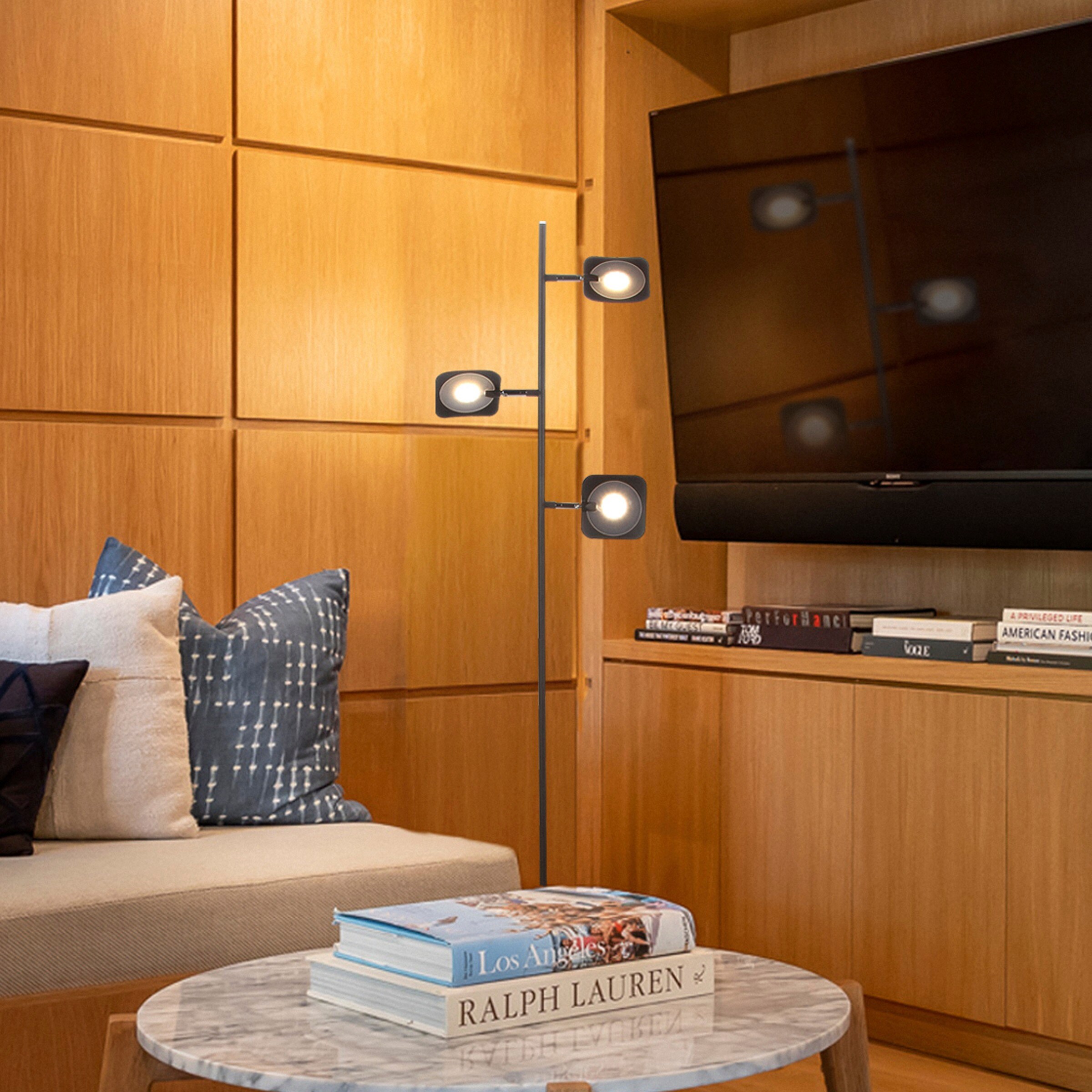 Bronze Touch-Sensitive 60" LED Floor Lamp with 3 Adjustable Heads