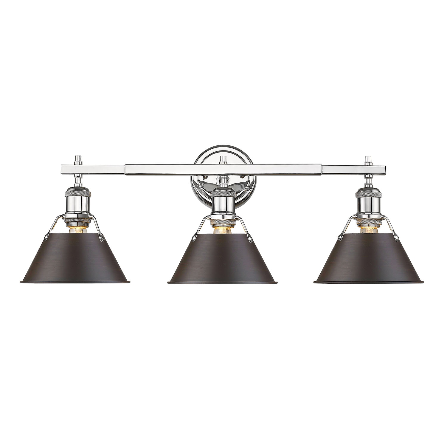 Golden Lighting 3306-BA3 CH-RBZ Orwell 27.25-in 3 -Light Polished Chrome Industrial Vanity light