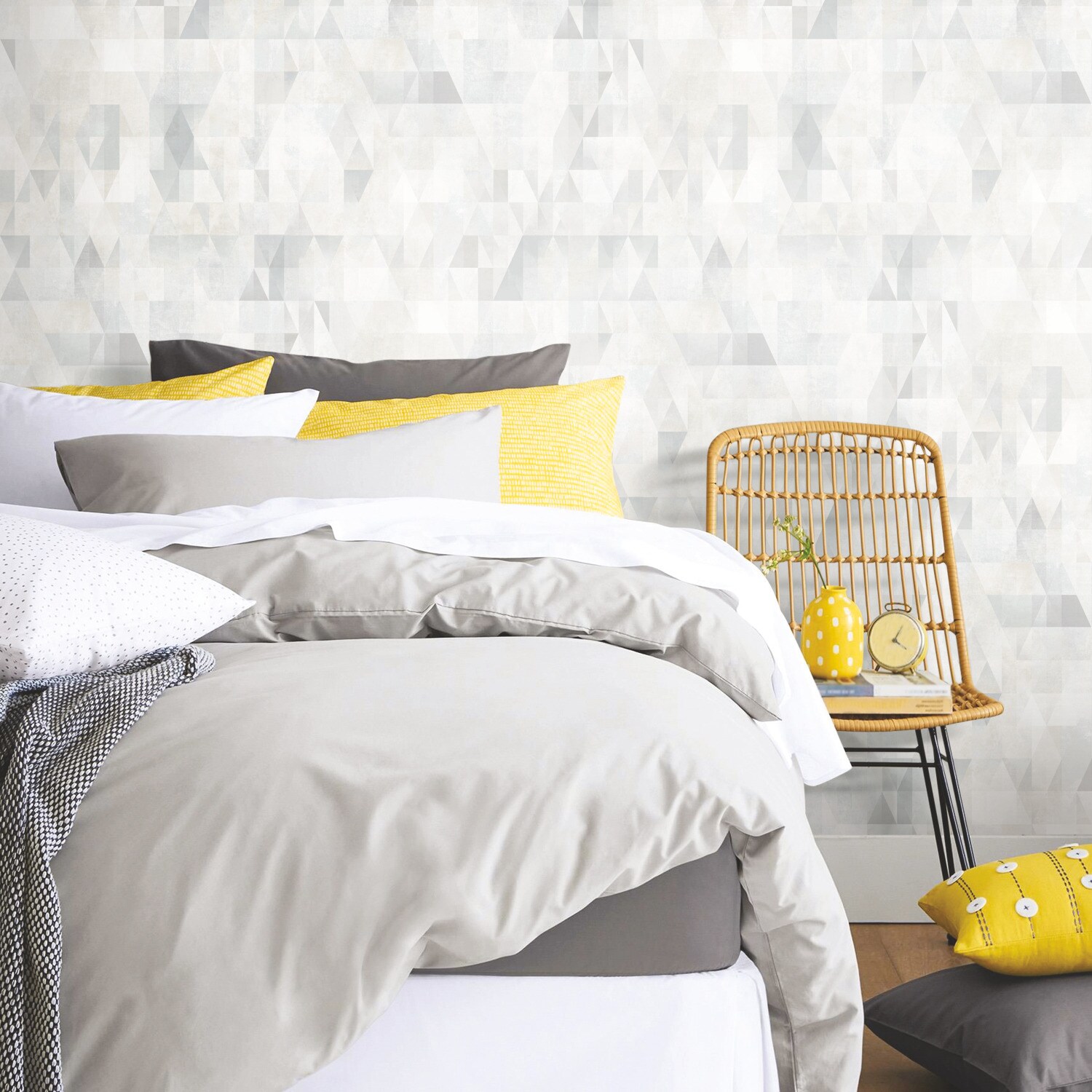 RoomMates RMK11519RL 28.29-Sq. Feet Gray Vinyl Geometric Self-adhesive Peel and Stick Wallpaper