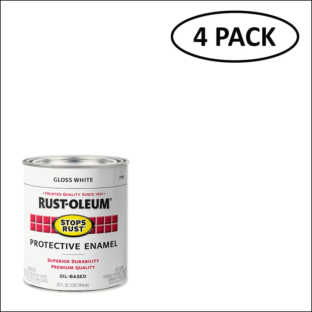 Rust-Oleum 7792504SOS Stops Rust Gloss White Interior/Exterior Oil-based Industrial Enamel Paint ( 1-quart )