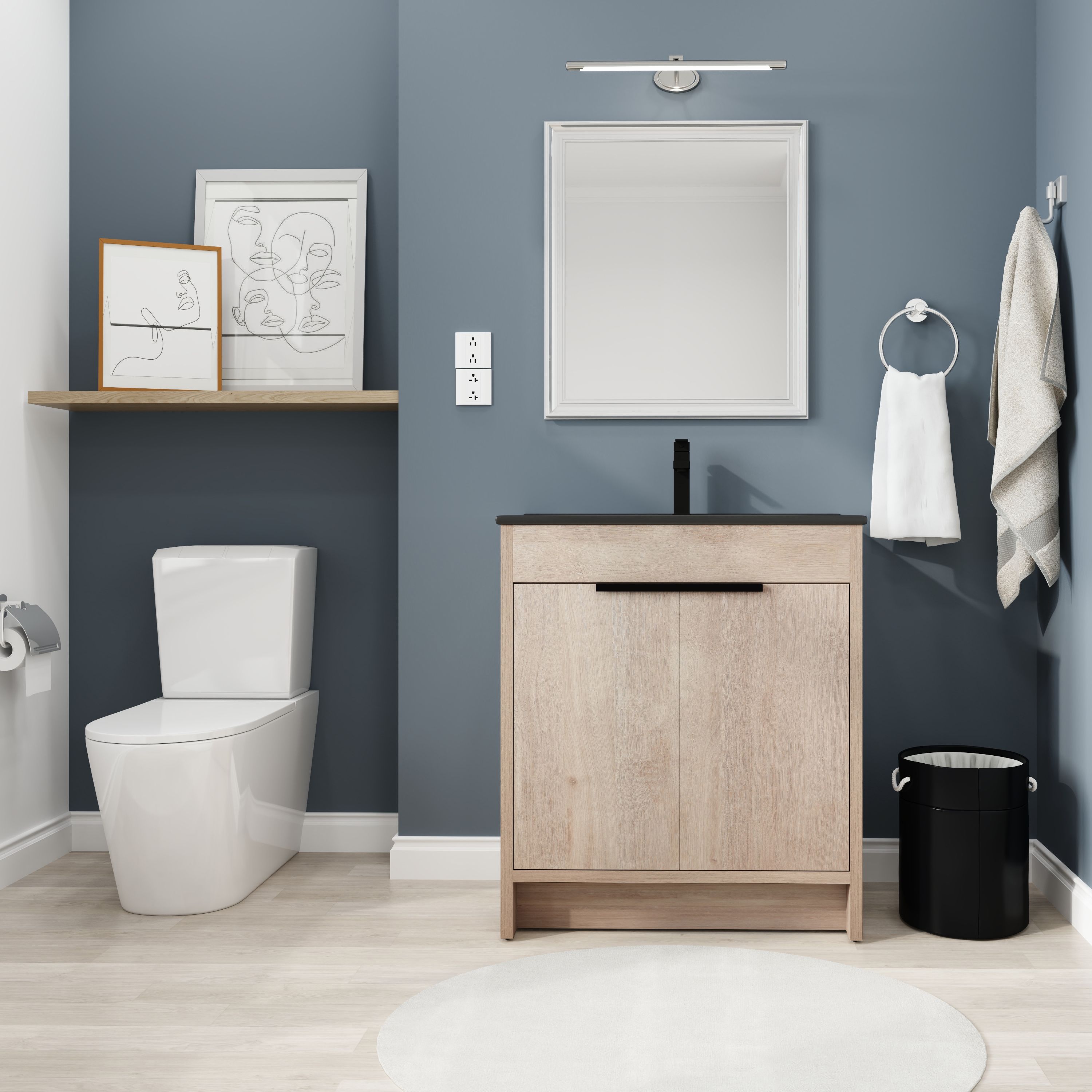 Tatayosi 30 Inches Freestanding Bathroom Vanity with Black Ceramic Sink and 2 Soft-Close Cabinet Doors With Drawer Storage