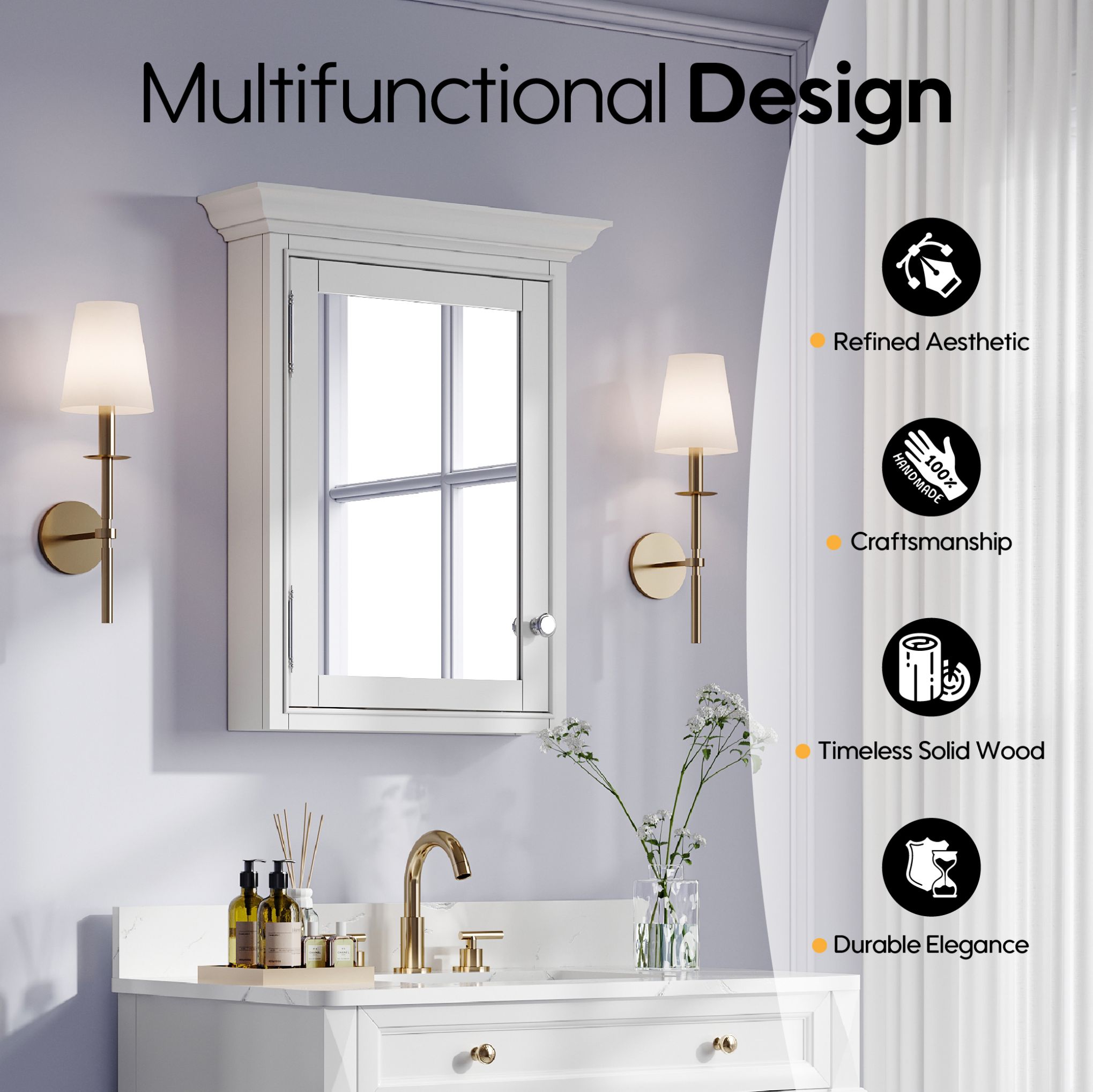 WELLFOR L2430MCL-WT Bathroom-Medicine-Cabinets - View #3