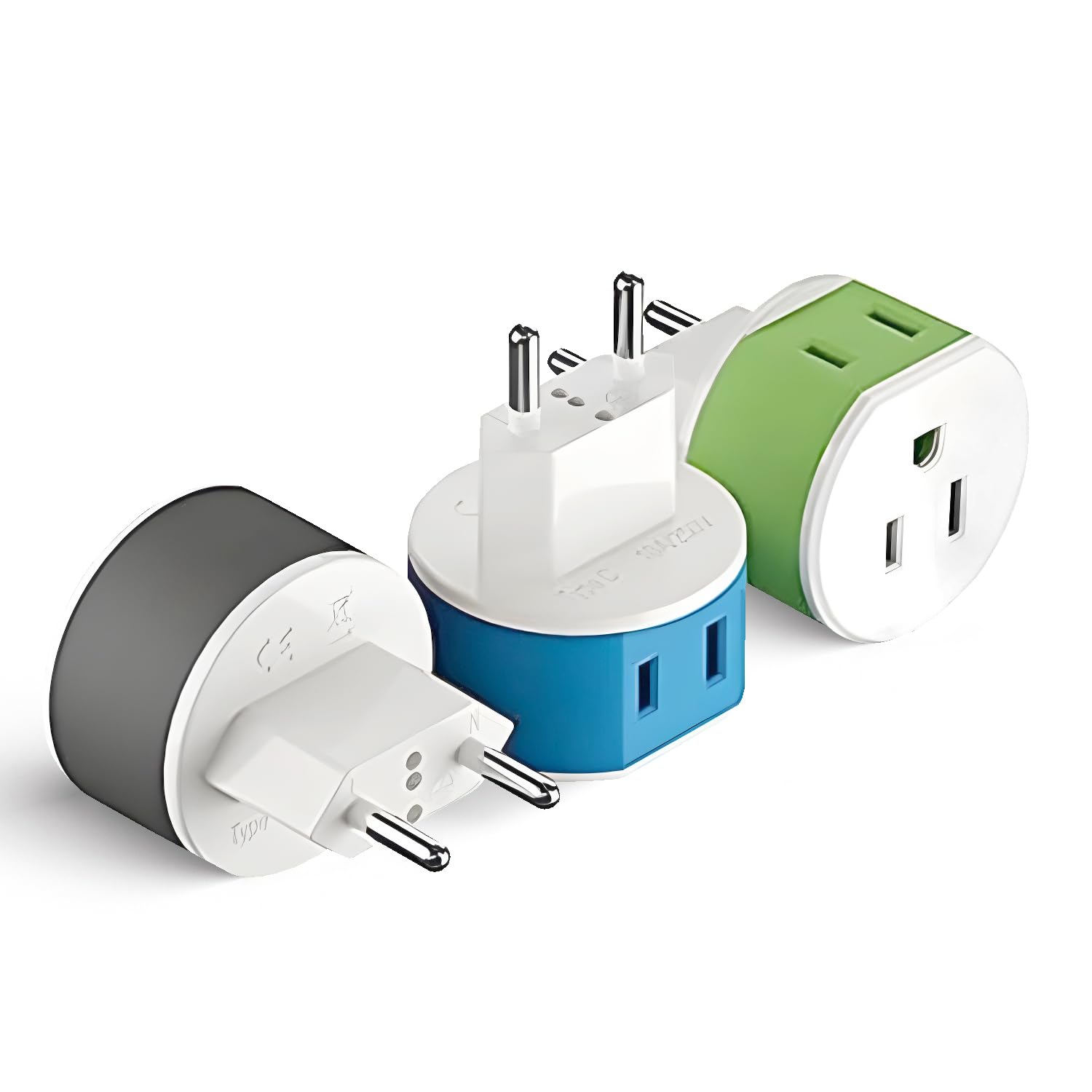 LENCENT Type C European Travel Power Plug Adapter with 2 USA Inputs 3 Pack Works in Europe Asia and Central America 10A 250V CE Approved