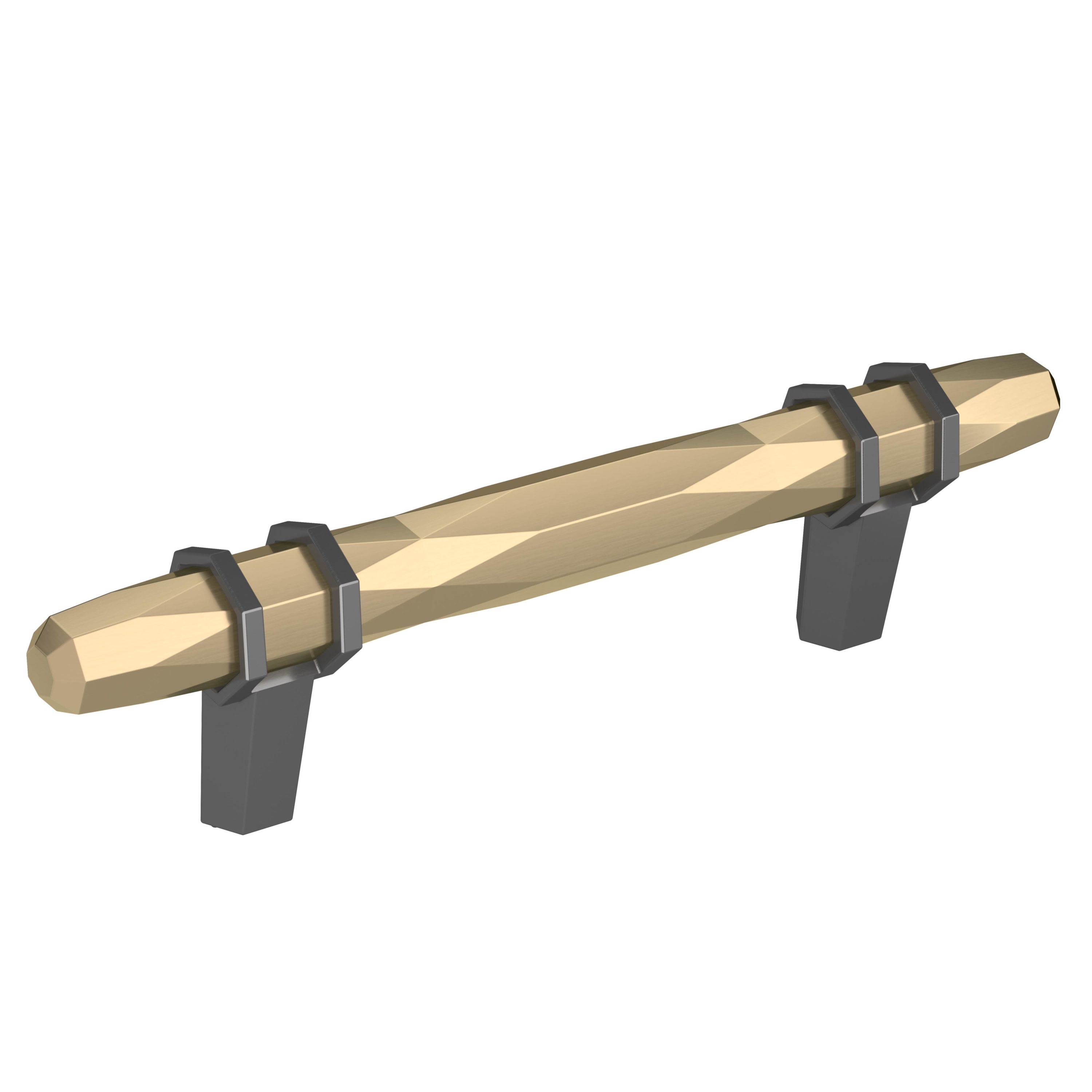 Amerock BP36648BBZBCR London 3-3/4-in , 96mm Center to Center Golden Champagne/Black Chrome Cylindrical Bar