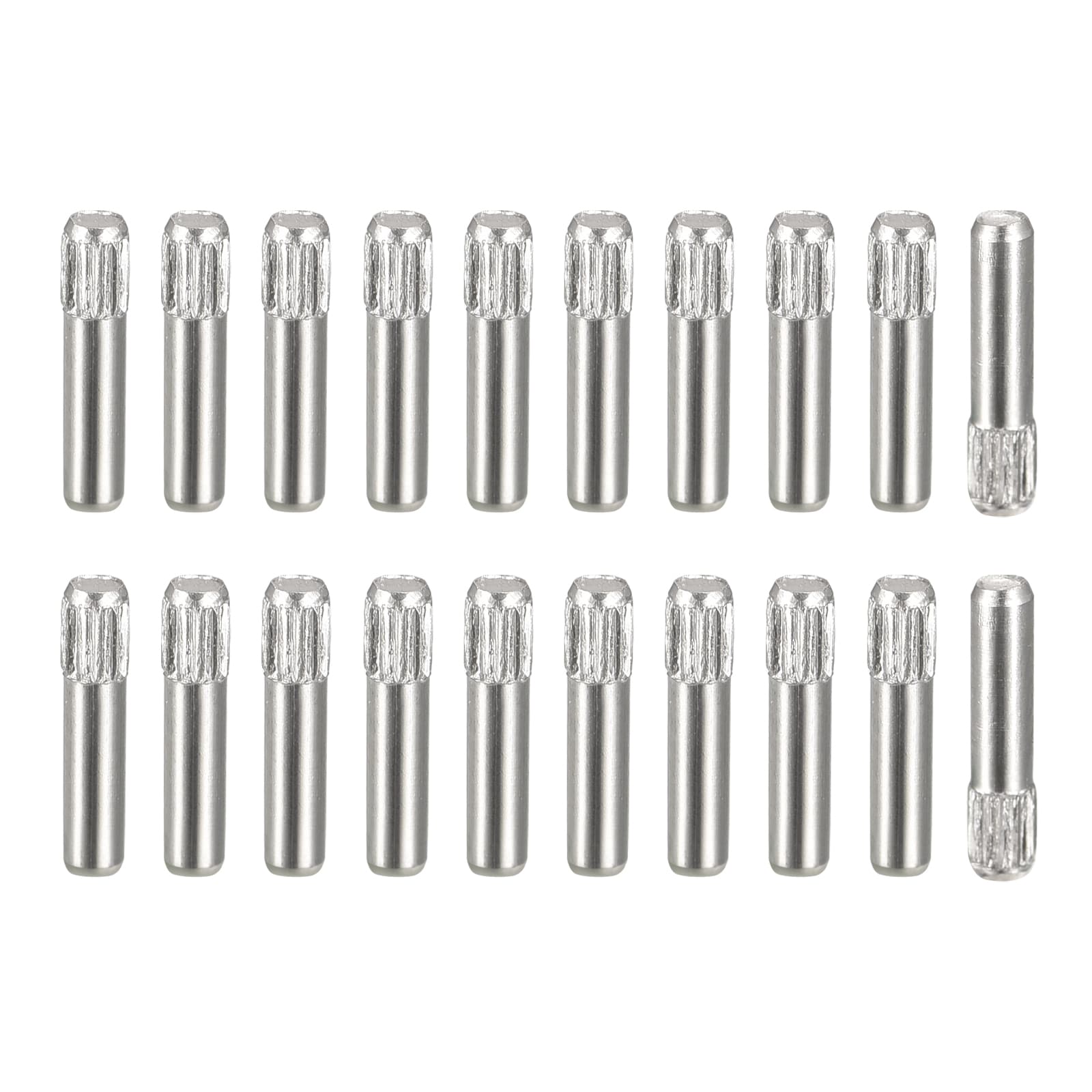 Unique Bargains 2x10mm 304 Stainless Steel Dowel Pins 50pcs Knurled Head Flat Chamfered End Dowel Pin Wood Bunk Bed Shelf Pegs Support Shelves Fasten Elements