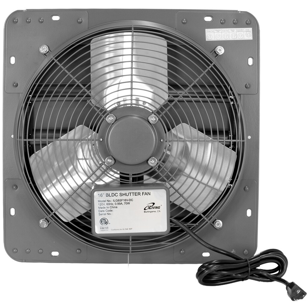 iLIVING iLIVING 16 in. Wall Mounted Shutter Exhaust Fan, Automatic ...