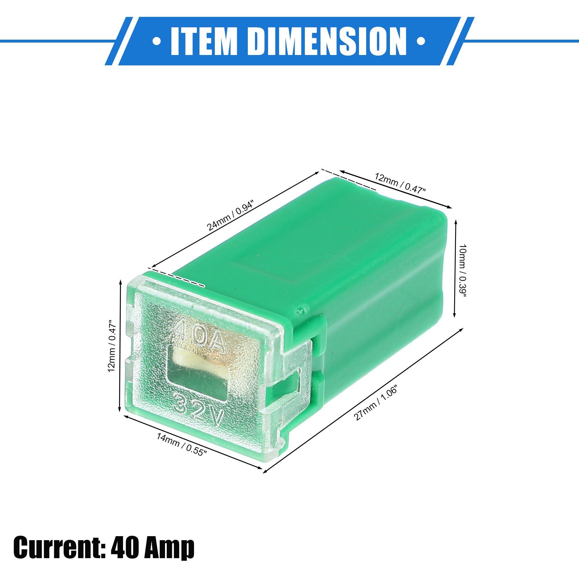 Unique Bargains 6pcs Standard Box Shaped Fuse 40 Amps Universal for ...