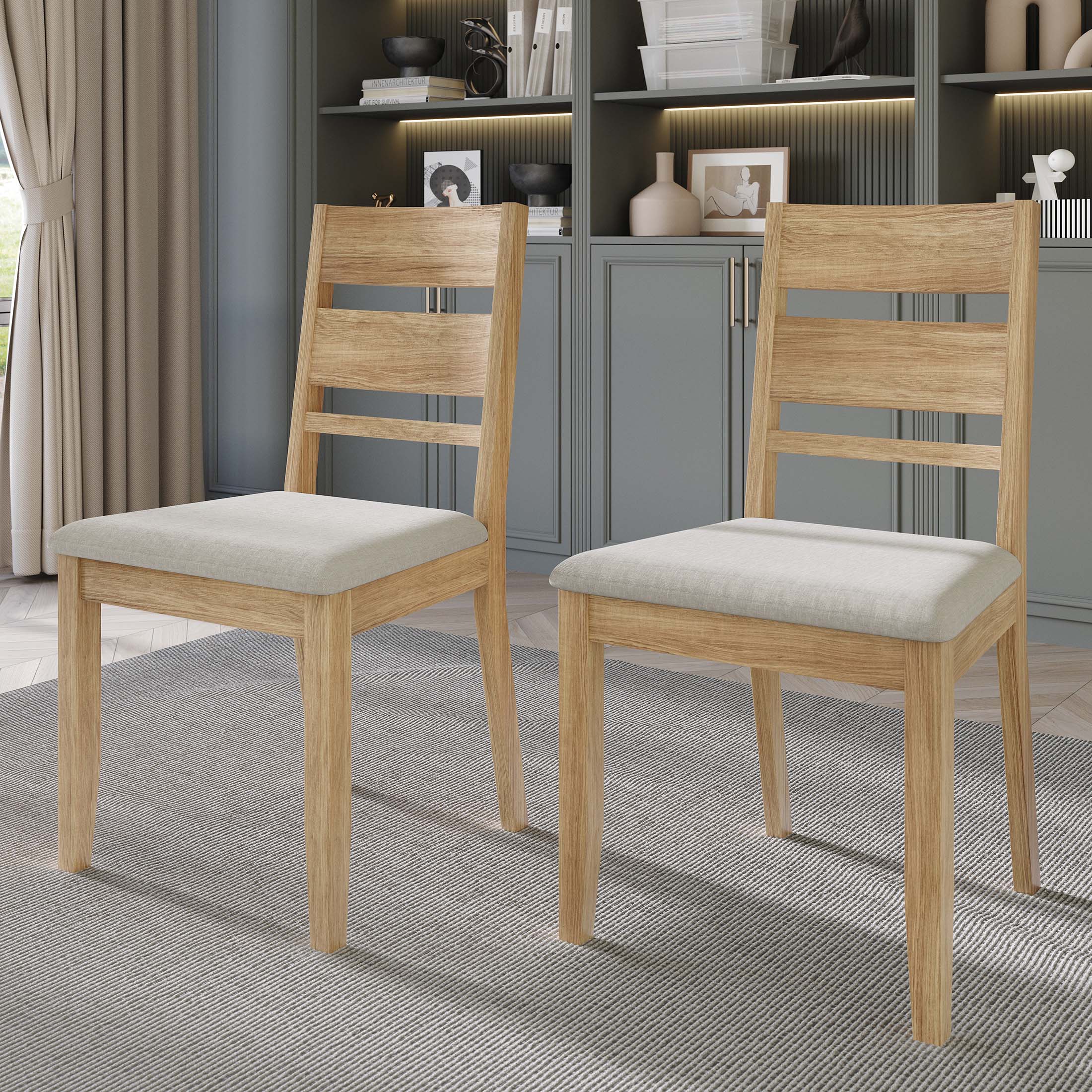 ChaletPosh C3065US-NOK-WD-2X Set of 2 Polyester Upholstered Dining Side Chair (Wood Frame)