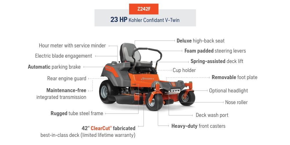 Husqvarna Z242F 23-HP V-twin Dual Hydrostatic 42-in Zero