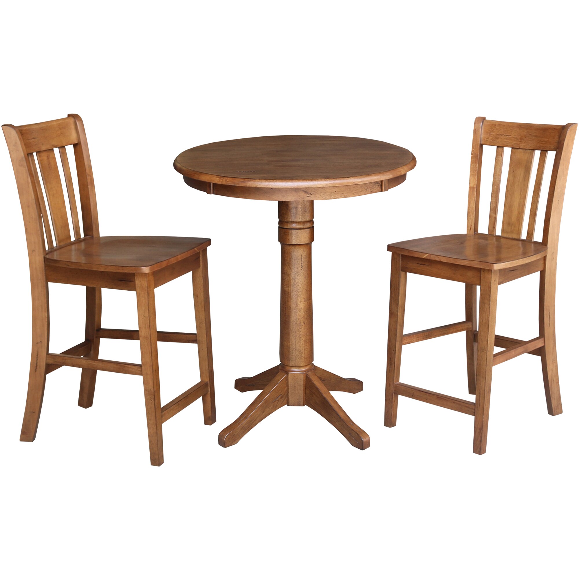 International Concepts K42-30RT-27B-S102-2 Distressed oak Traditional Dining Room Set with Round Table ( Seats 2 )